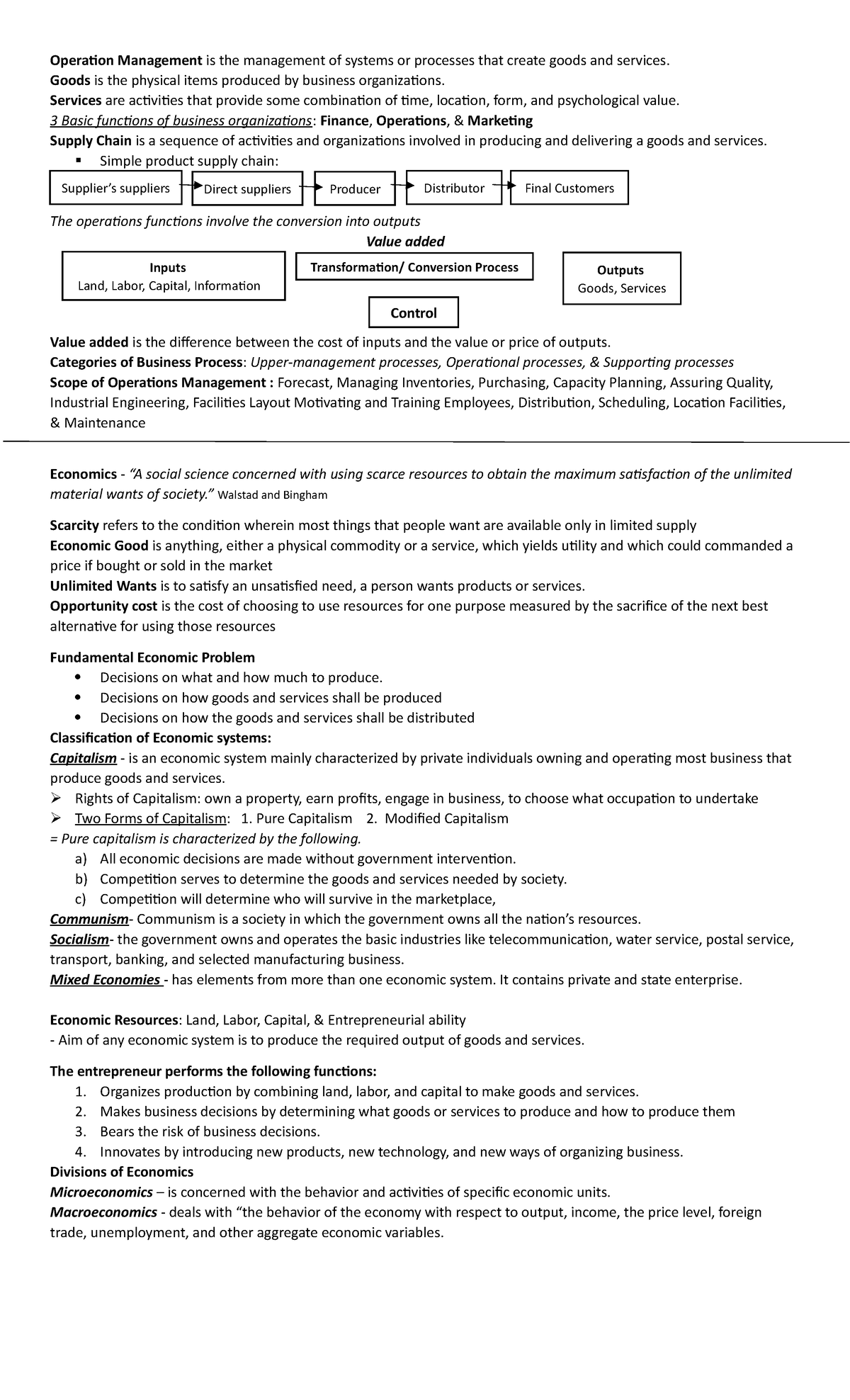 Operation Management - review for chapter 1 - Operation Management is ...