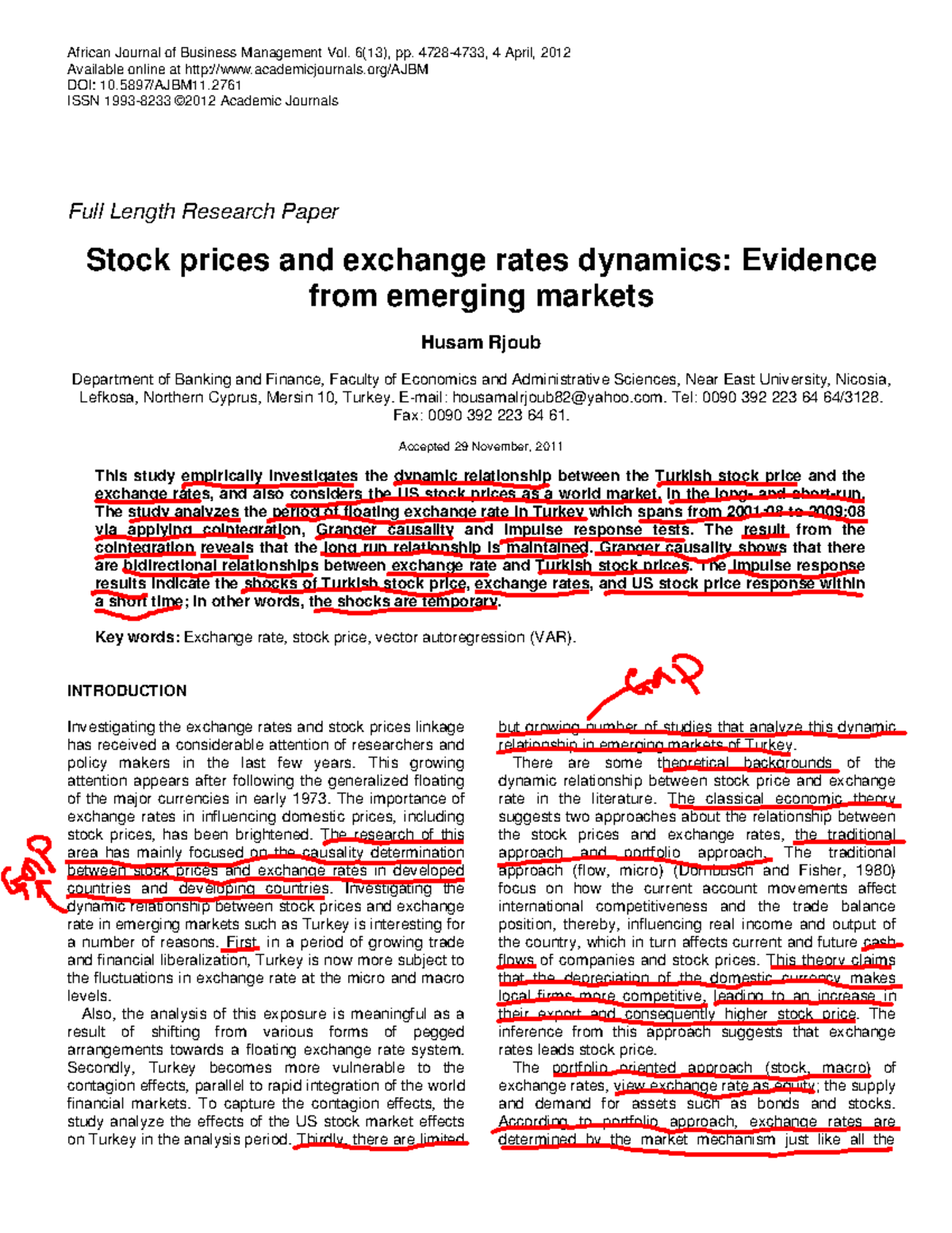Sample paper - Economics research - African Journal of Business ...