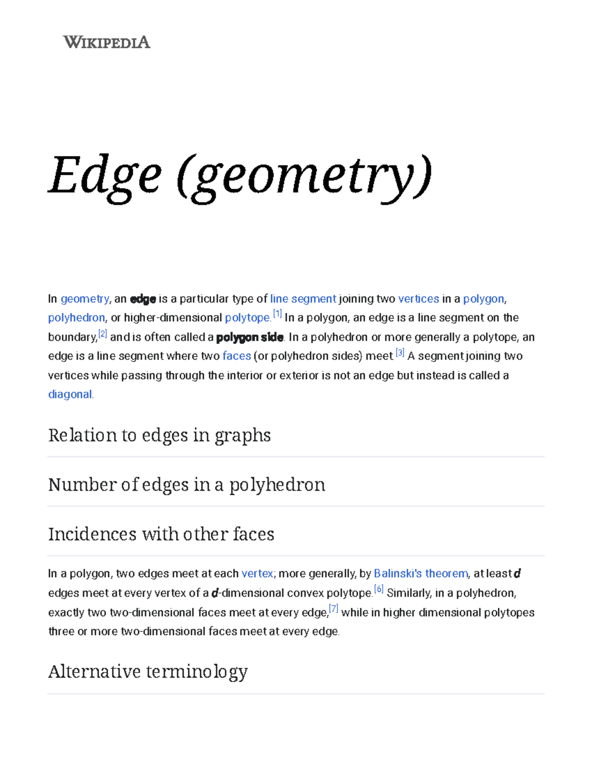 Edge (geometry) Wikipedia Edge (geometry) In geometry, an edge is a