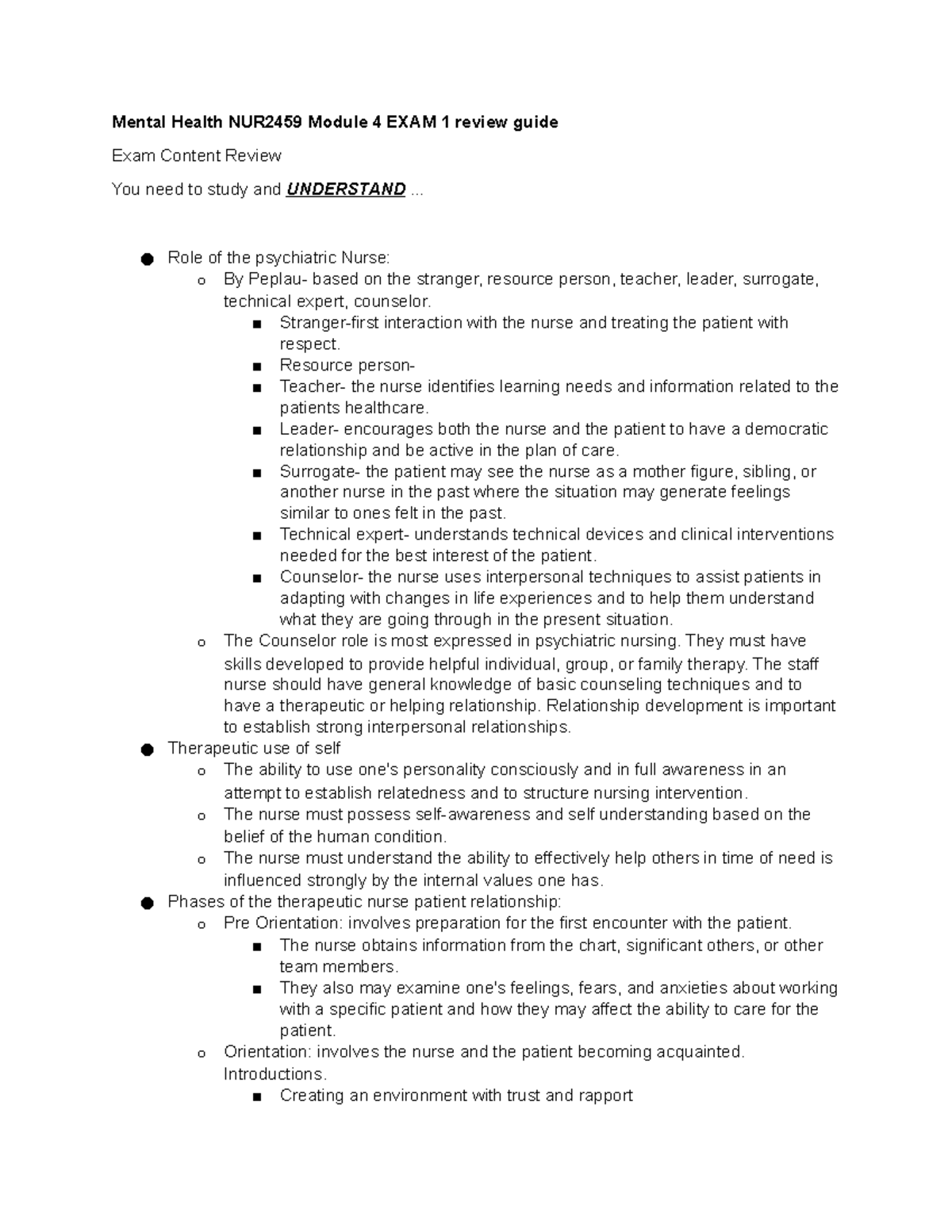 Mental Health Exam 1 - Mental Health NUR2459 Module 4 EXAM 1 Review ...