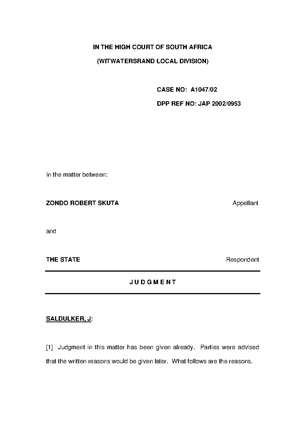 Full judgment (39.8 Kb)-6826 - IN THE HIGH COURT OF SOUTH AFRICA ...