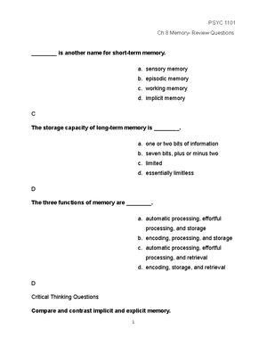 PSYC 1101 - CH 1- Introduction To Psychology -Practice Test - Ch 1 ...