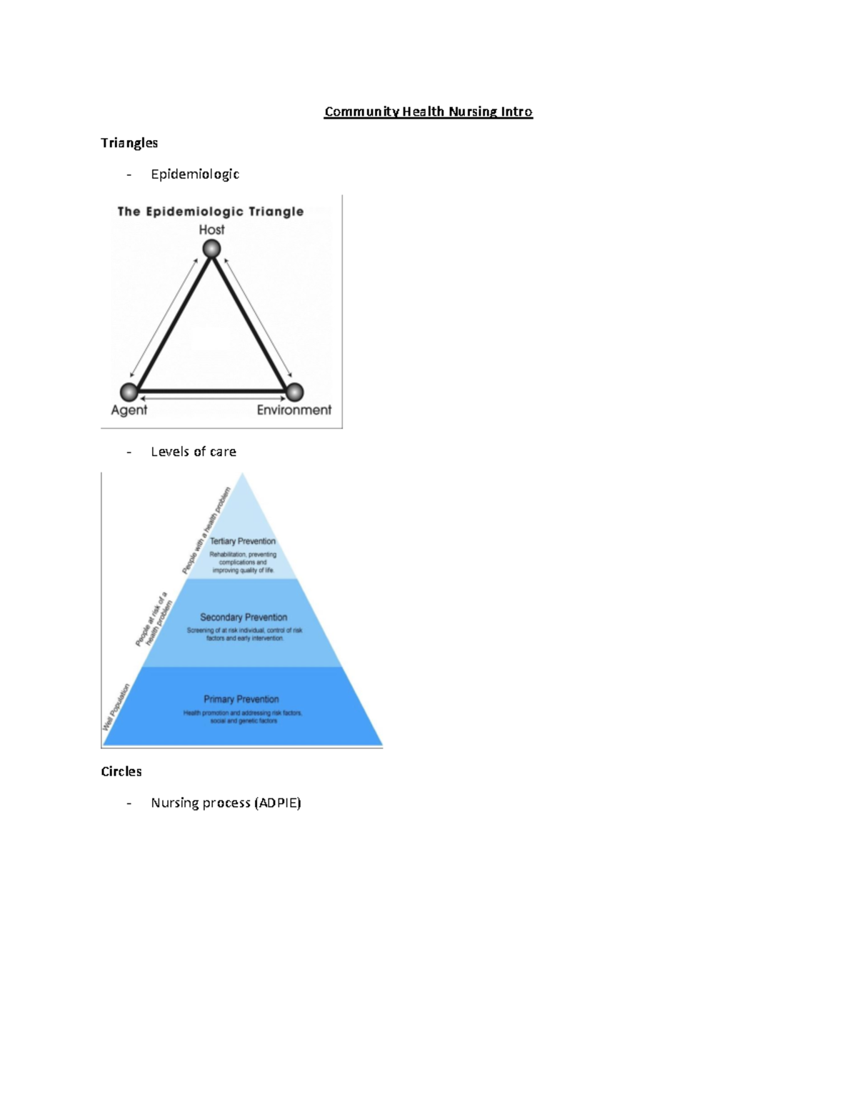 NUR 322 Exam 1 exam 1 notes Community Health Nursing Intro
