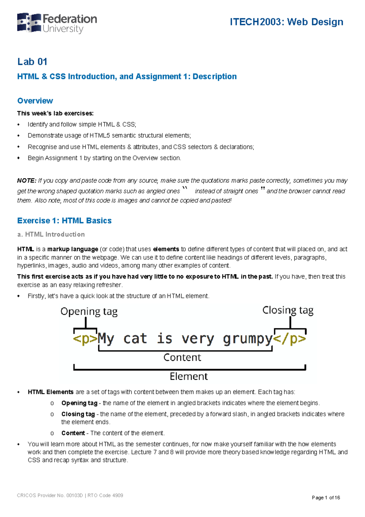 Itech 2003 Lab01 Html Css Intro And A1 Description Lab 01 Html Css Itech 2003 Lab01 Html Css Intro And A1 Description Lab 01 Html Css