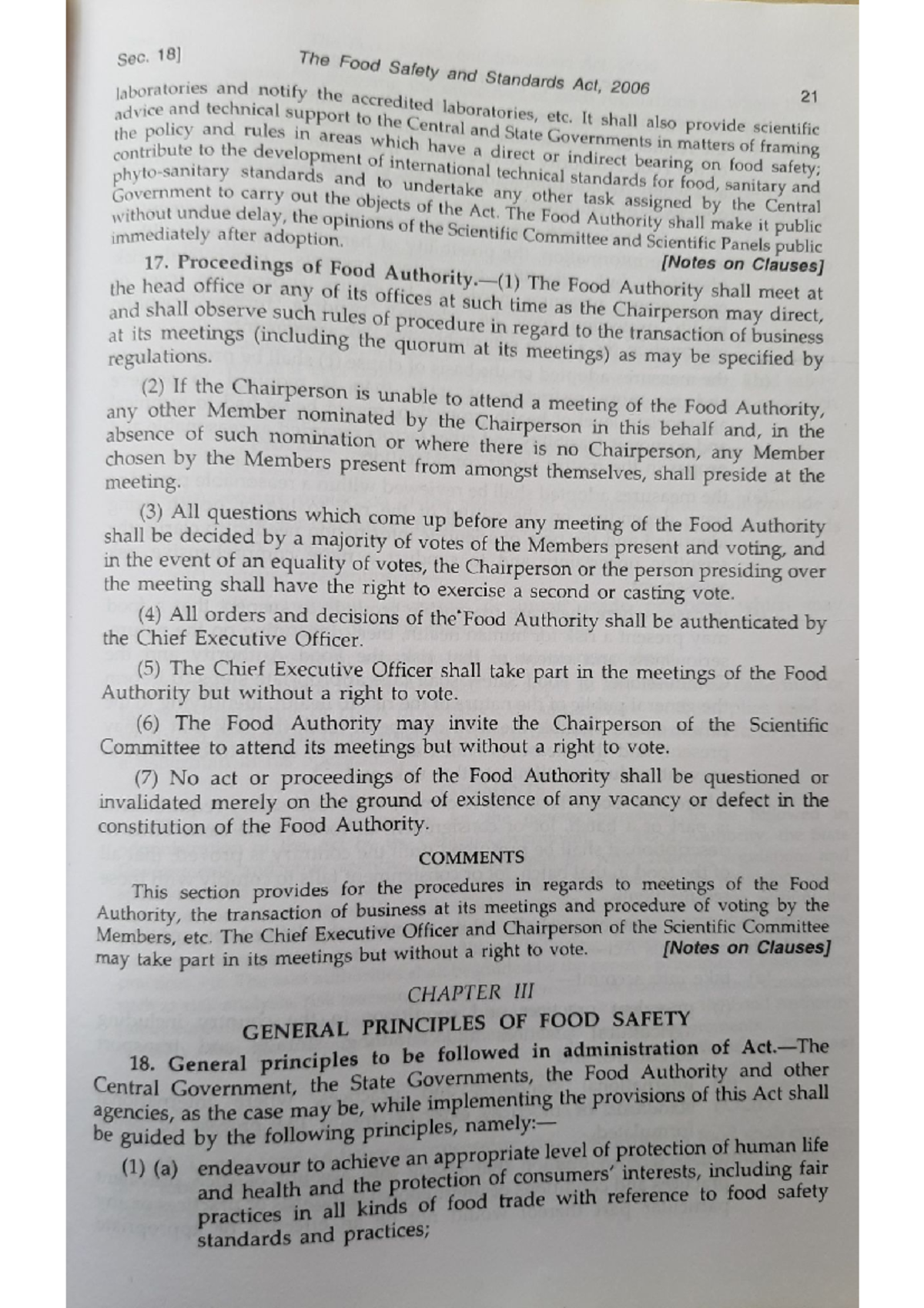 Fssai 18 - Food Safety and Standards Act, 2006 - Food Safety And ...
