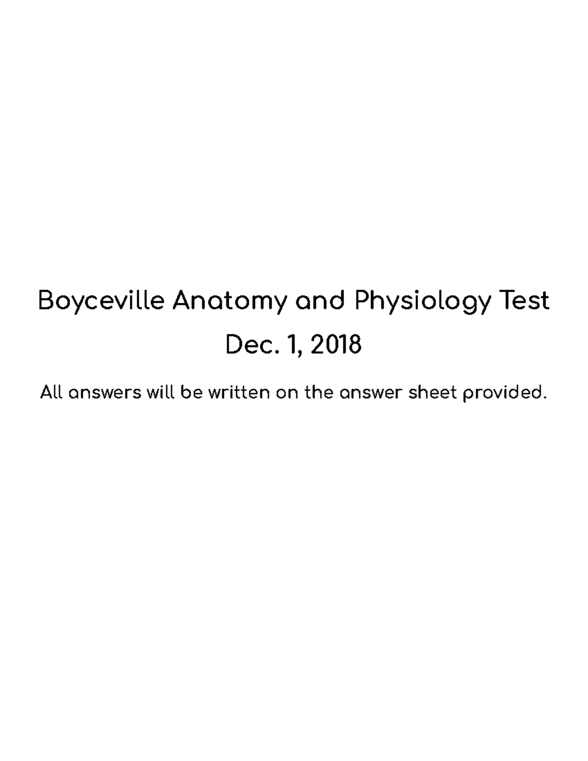 Final Boyceville Anatomy Physiology Test 18.19 Google Docs