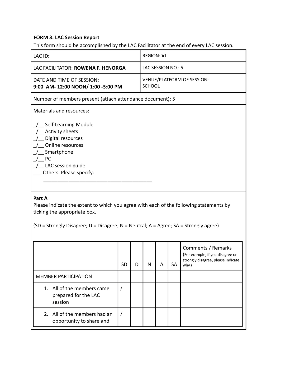 Form 3. LAC Session Report 5 - FORM 3: LAC Session Report This form ...