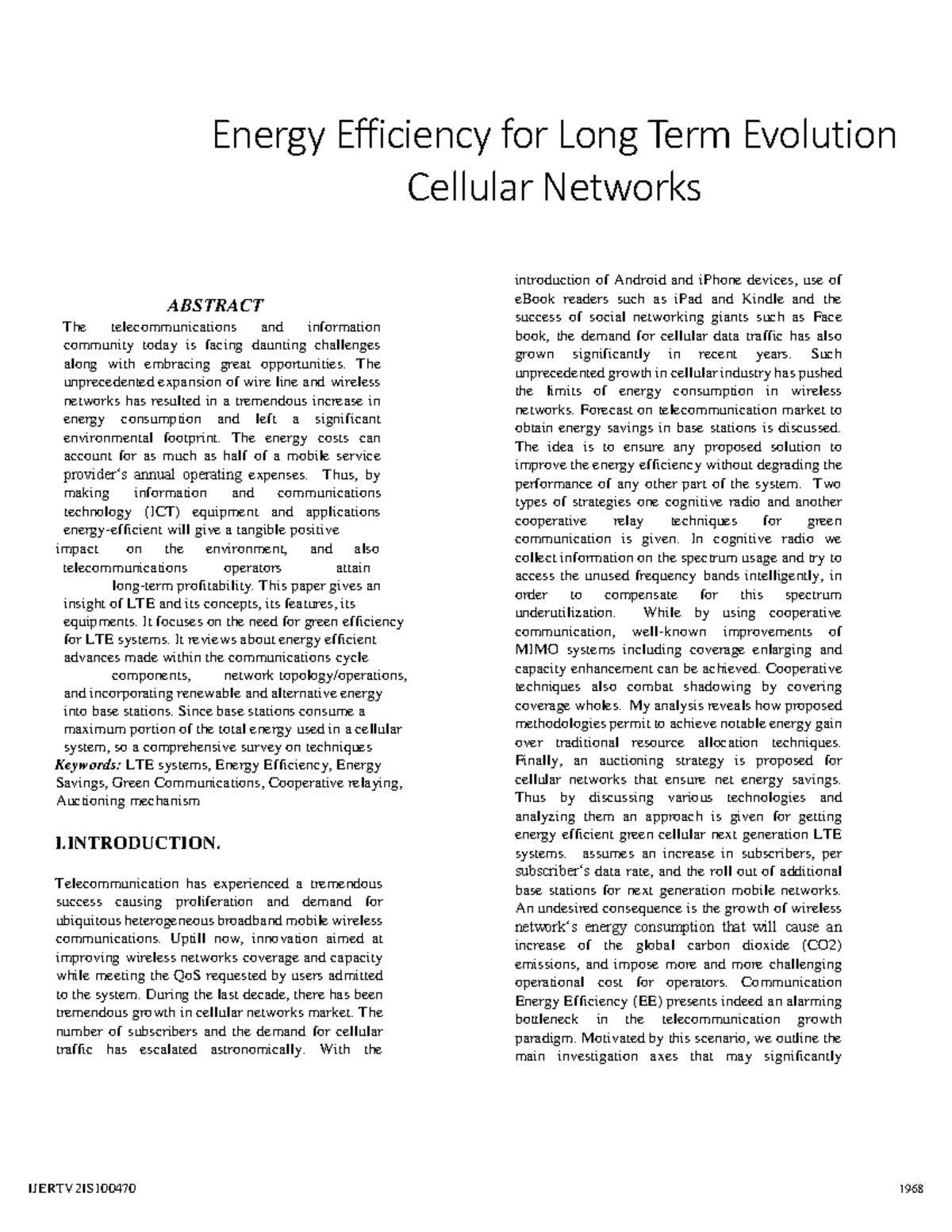 Energy Efficiency for Long Term Evolution Cellular Networks ...