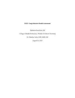 D222 Video Health Assessment Success Guide - D222 Video Health ...