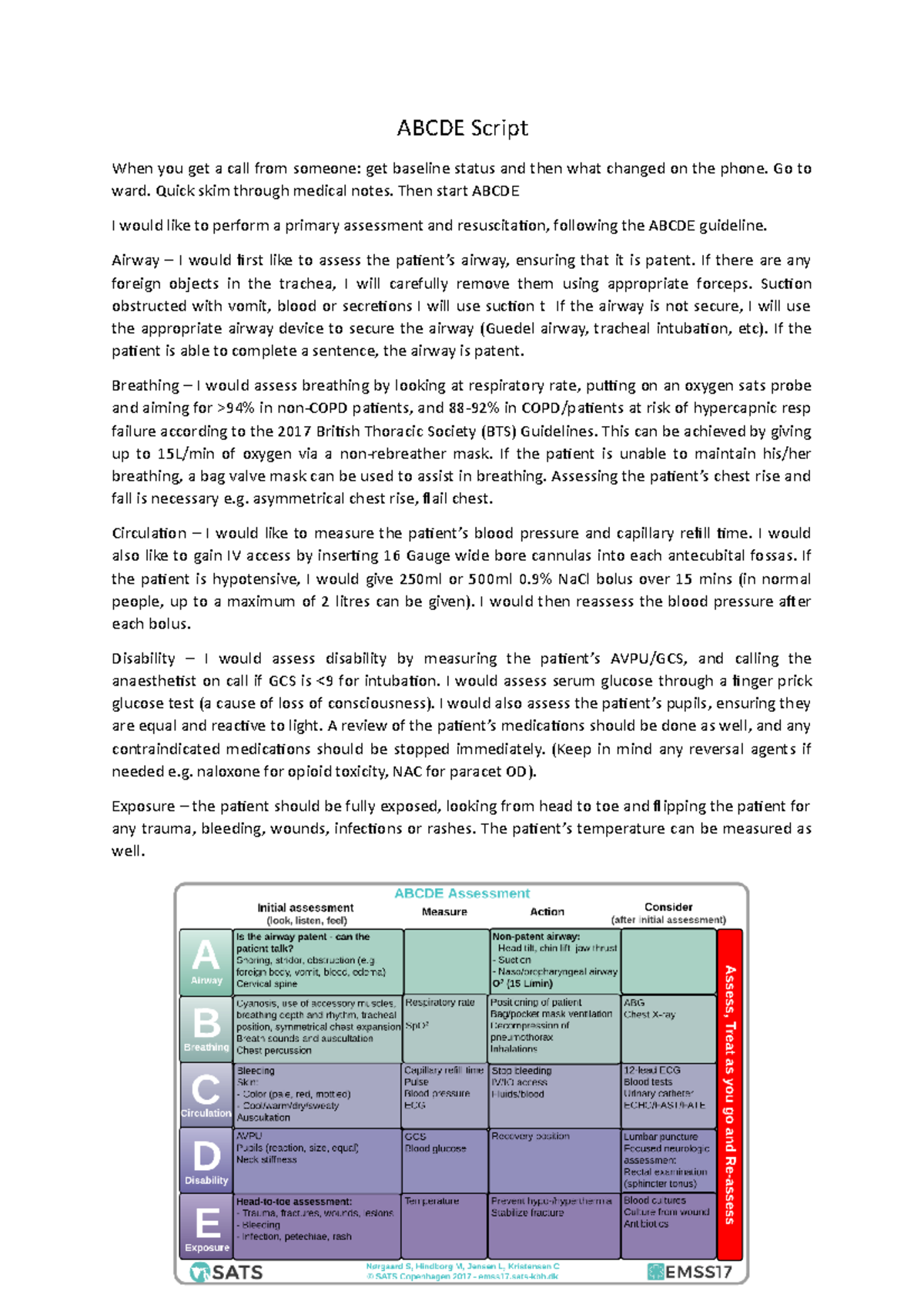 Abcde Script ABCDE Script When you get a call from someone get
