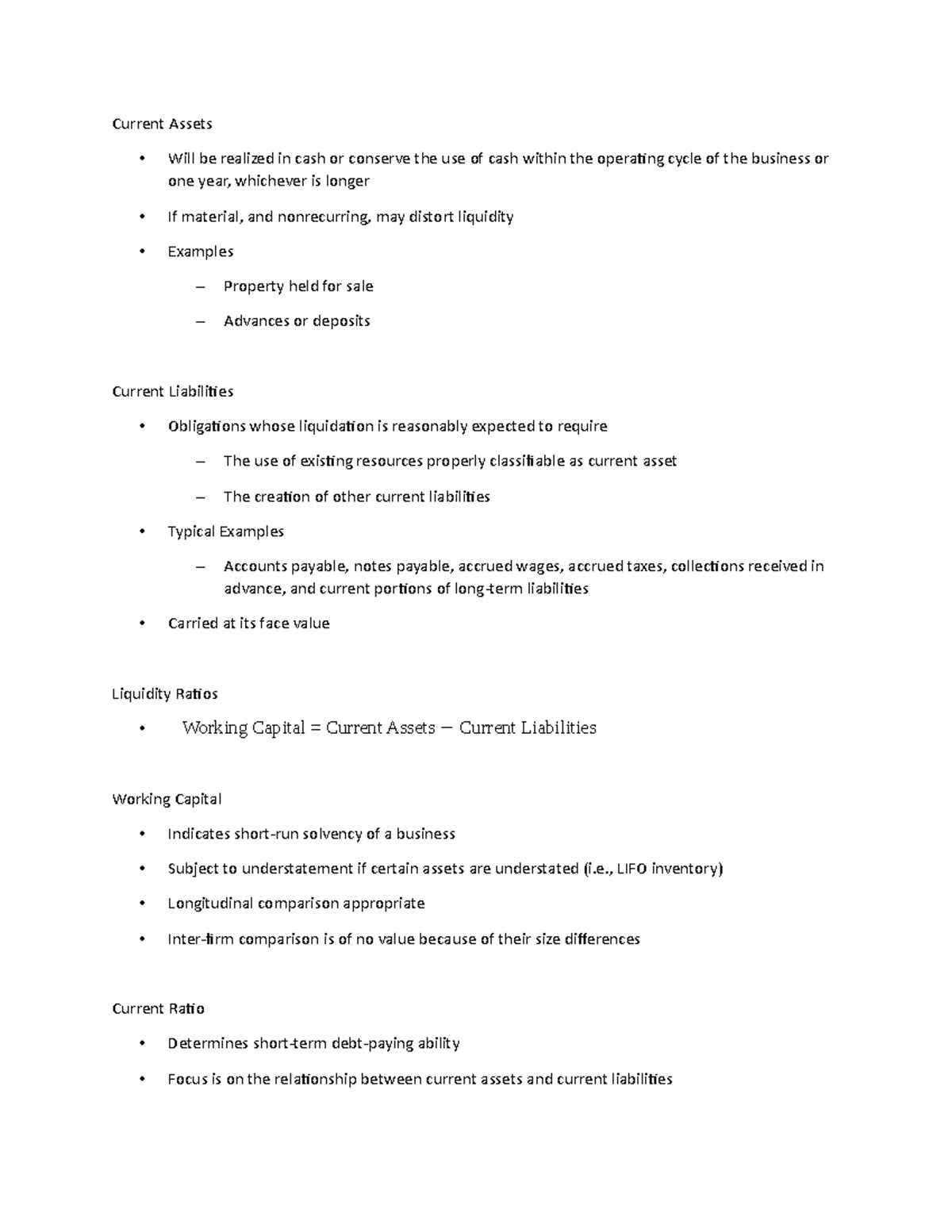 Lecture Notes 10 e - Current Assets - Will be realized in cash or ...