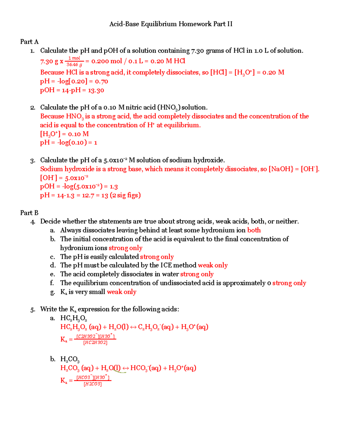 Weak Acid Base KEY - Weak acid base practice with answers - Acid-Base ...