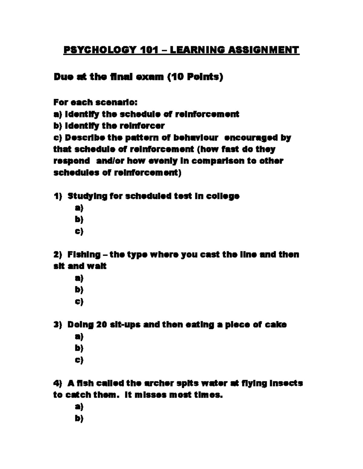 learning assignment psychology