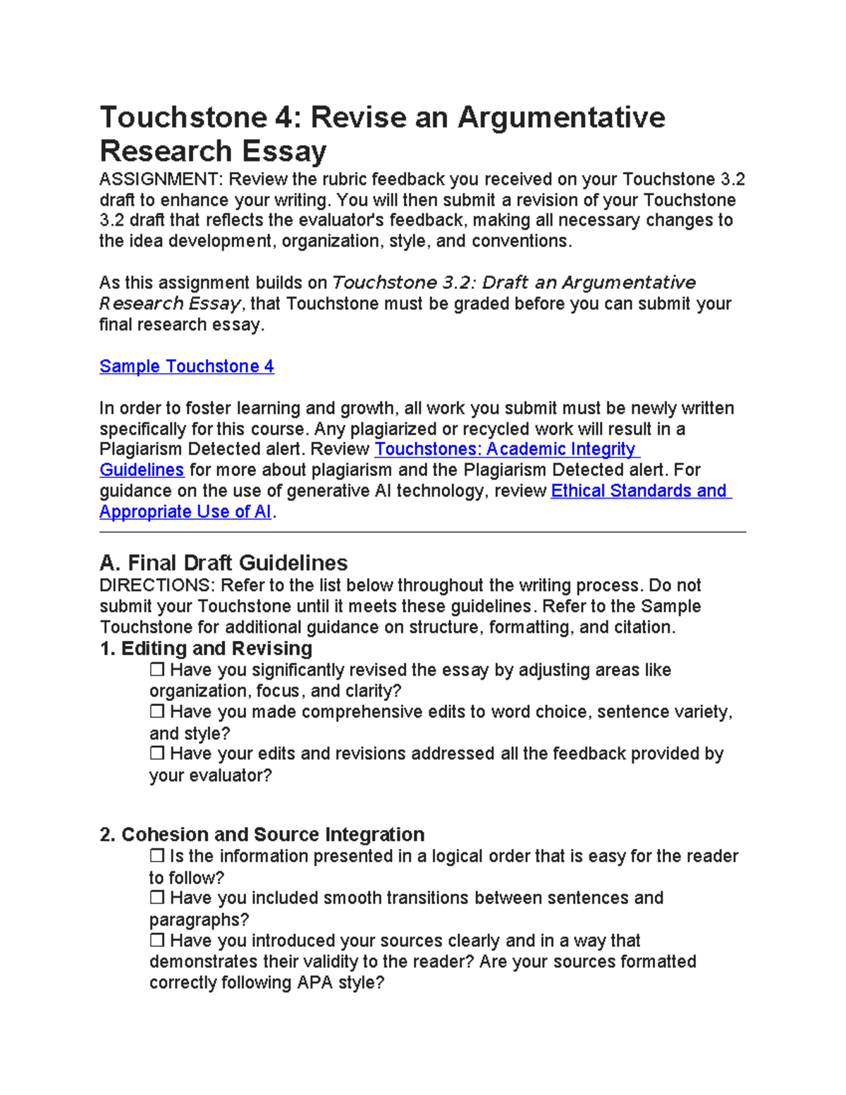 touchstone 4 revise an argumentative research essay