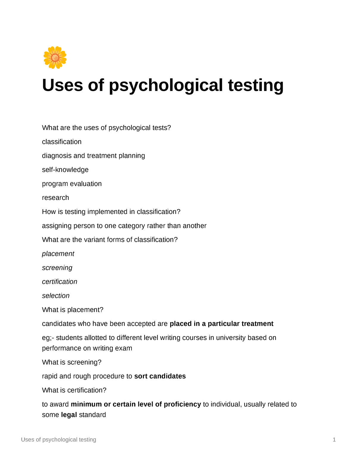 uses-of-psychological-testing-studocu