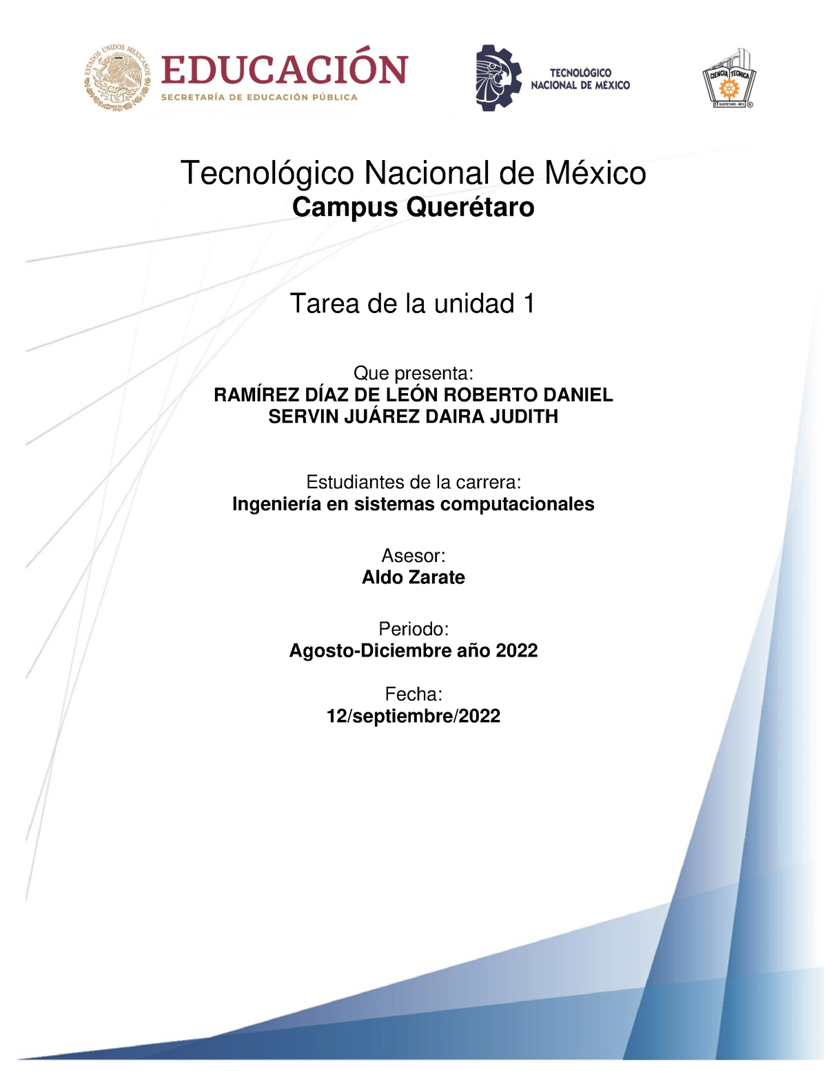 Tarea 1 Unidad 1- 6X- Equipo 11 - Tecnológico Nacional de México Campus ...
