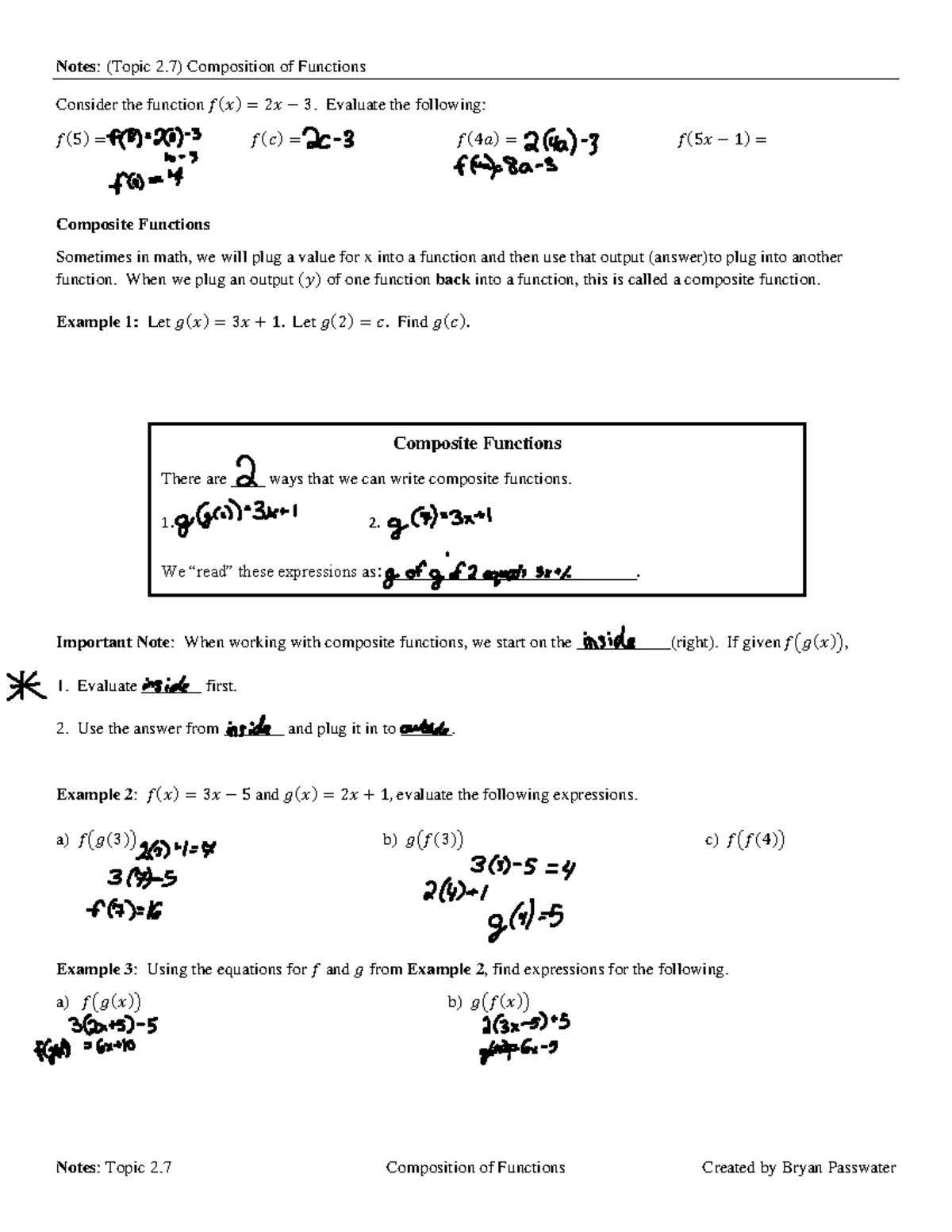 Notes Topic 2.7 Composition of Functions - Notes: Topic 2. 7 ...
