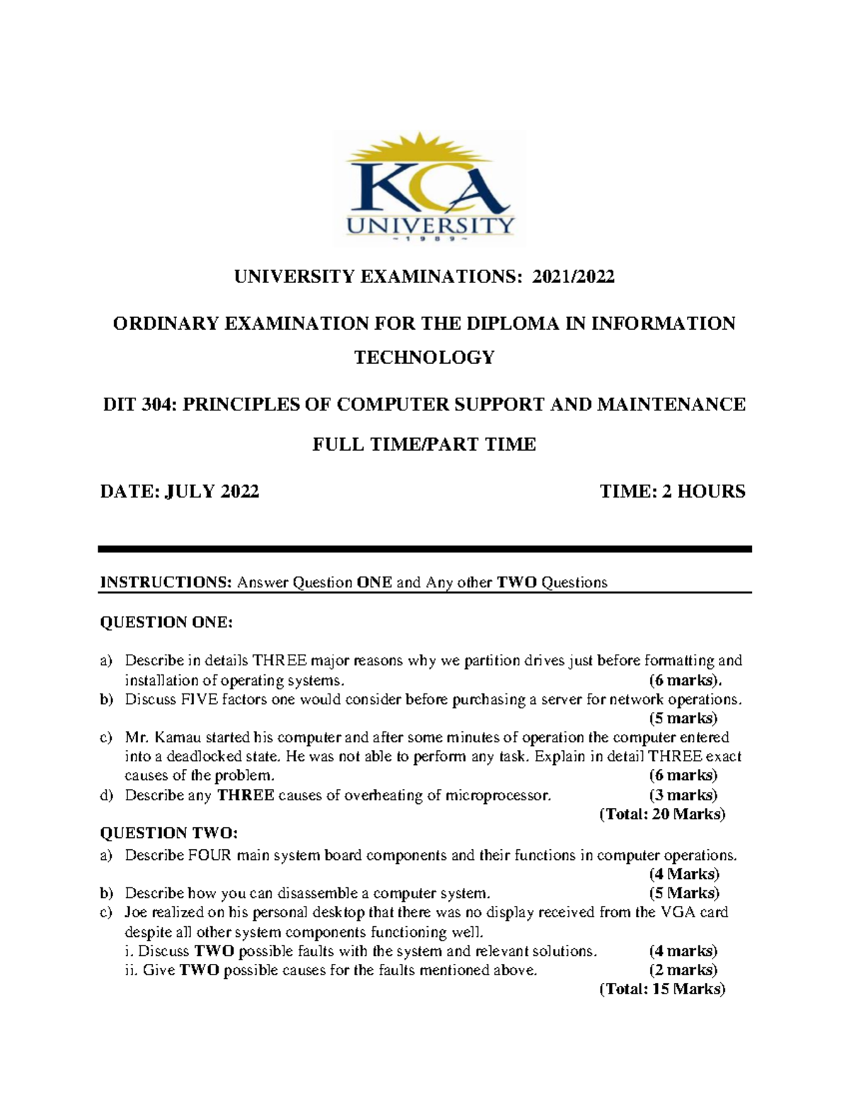 Exam Results Dit