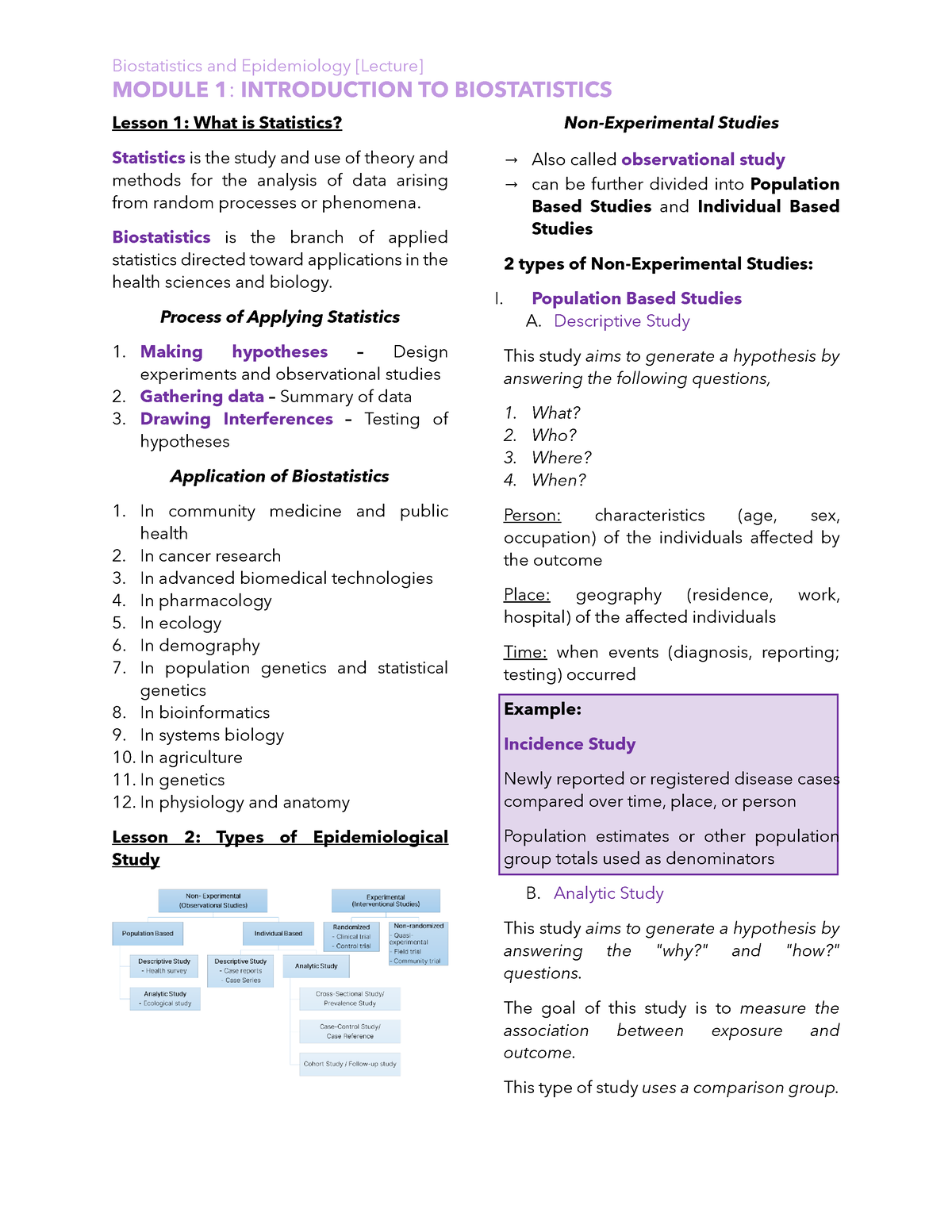 Module 1 Transes - MODULE 1: INTRODUCTION TO BIOSTATISTICS Lesson 1 ...