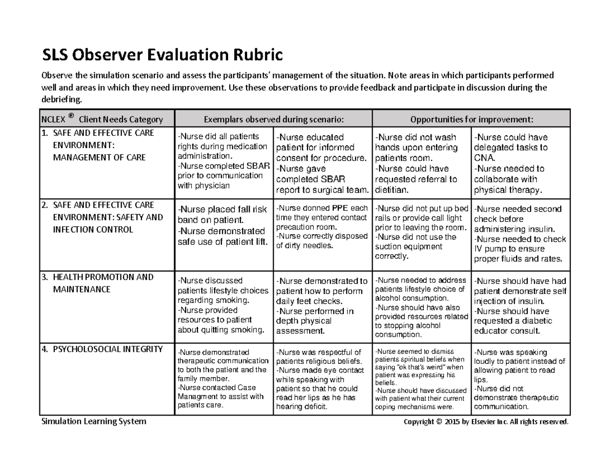 SLS Example - this is a test - 1. SAFE AND EFFECTIVE CARE ENVIRONMENT ...
