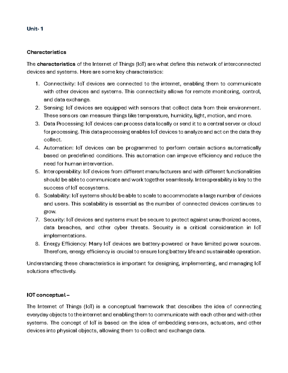 Introduction to IoT - Unit- 1 Characteristics The characteristics of ...