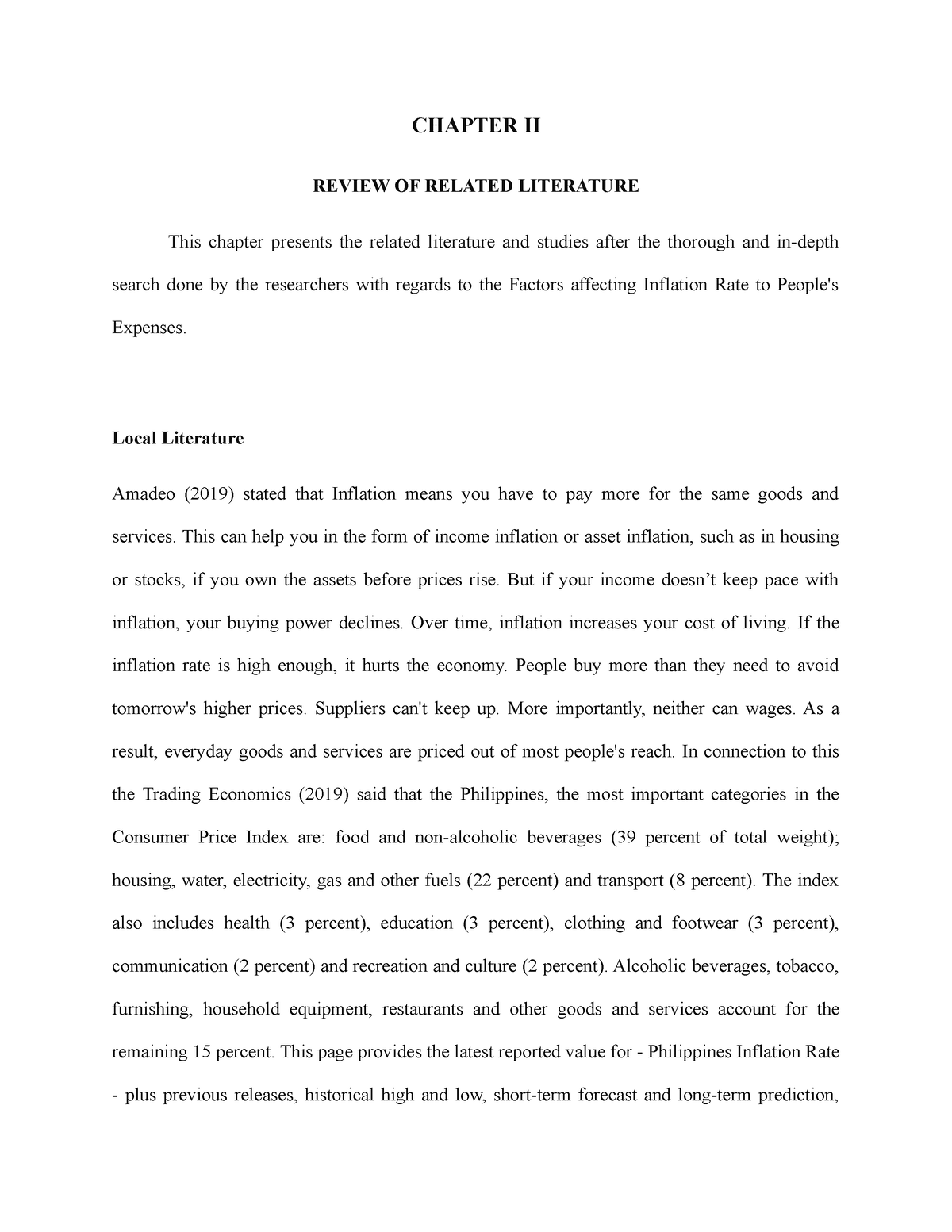 literature review on inflation pdf