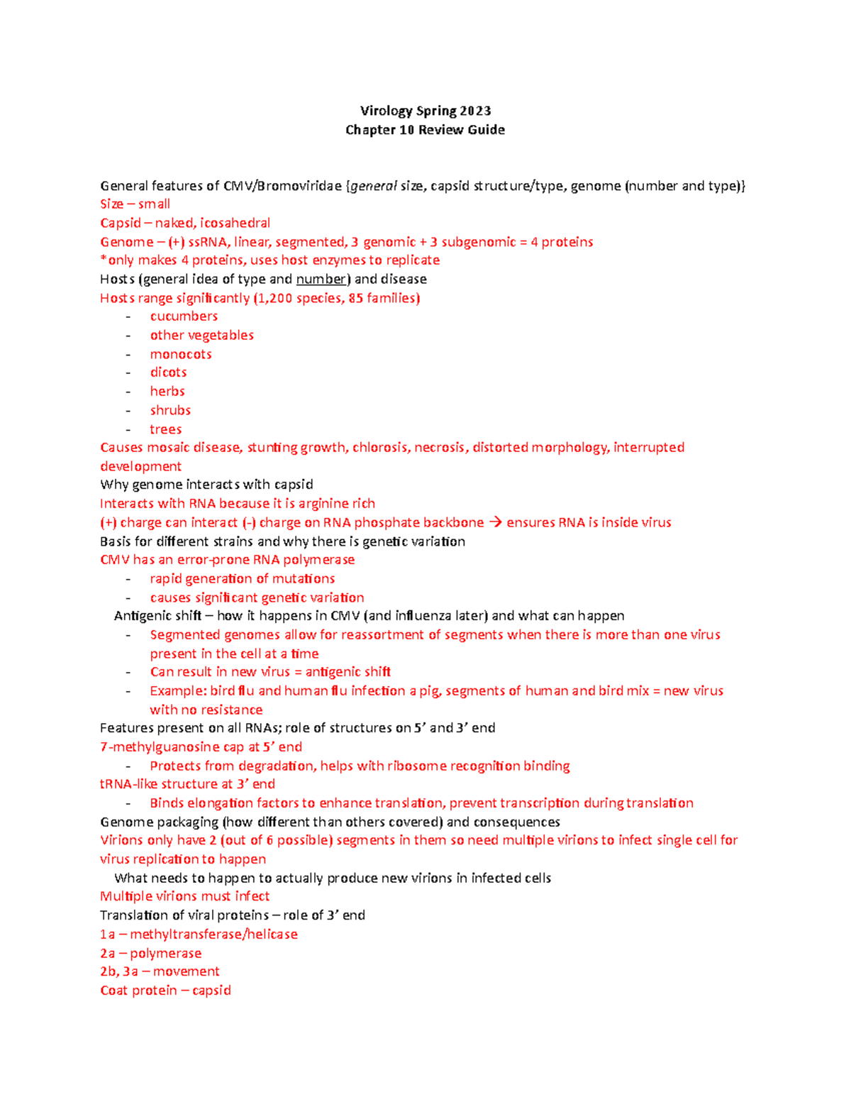 Virology Chap10 review guide Sp2023 - Virology Spring 2023 Chapter 10 ...