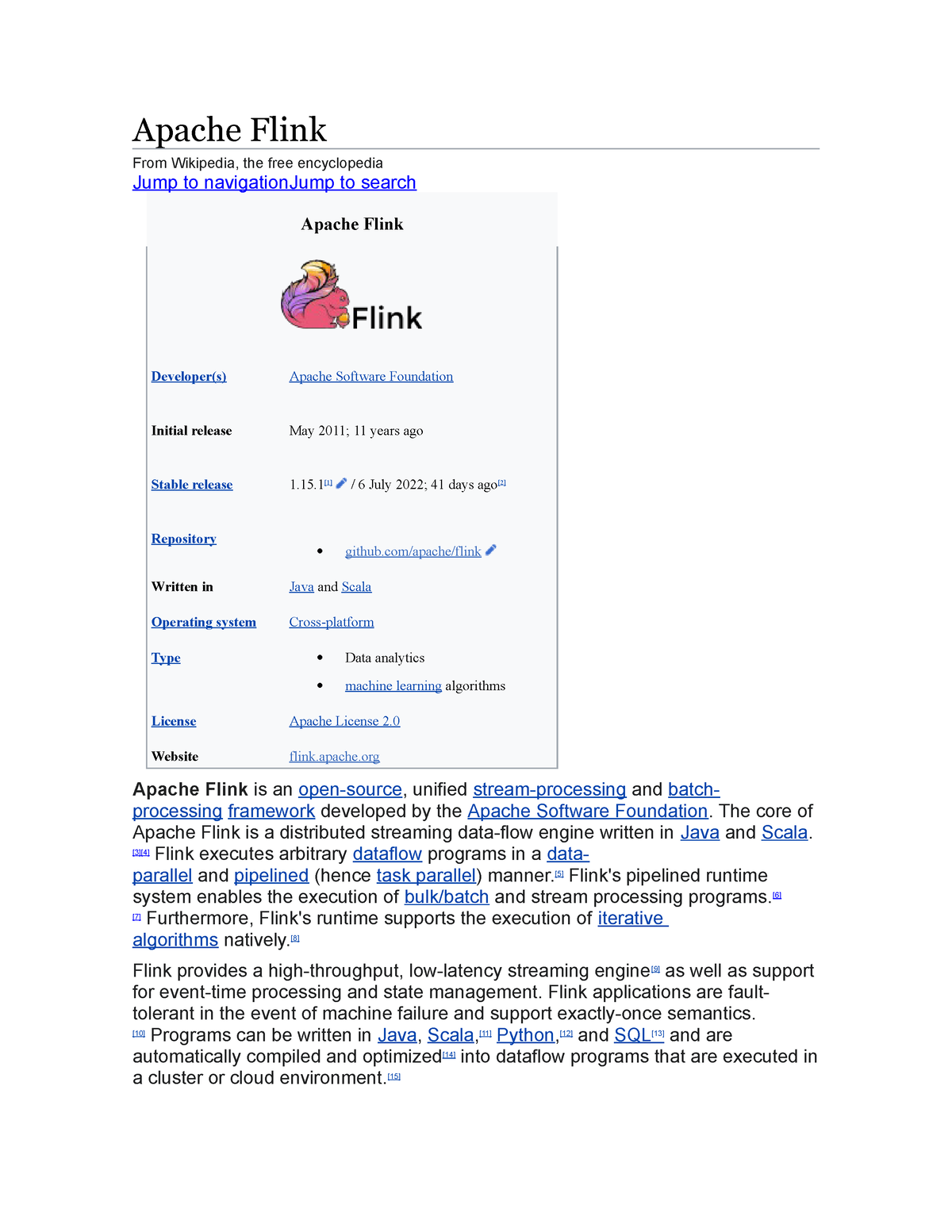 Apache Flink Bigdata - Apache Flink From Wikipedia, The Free ...