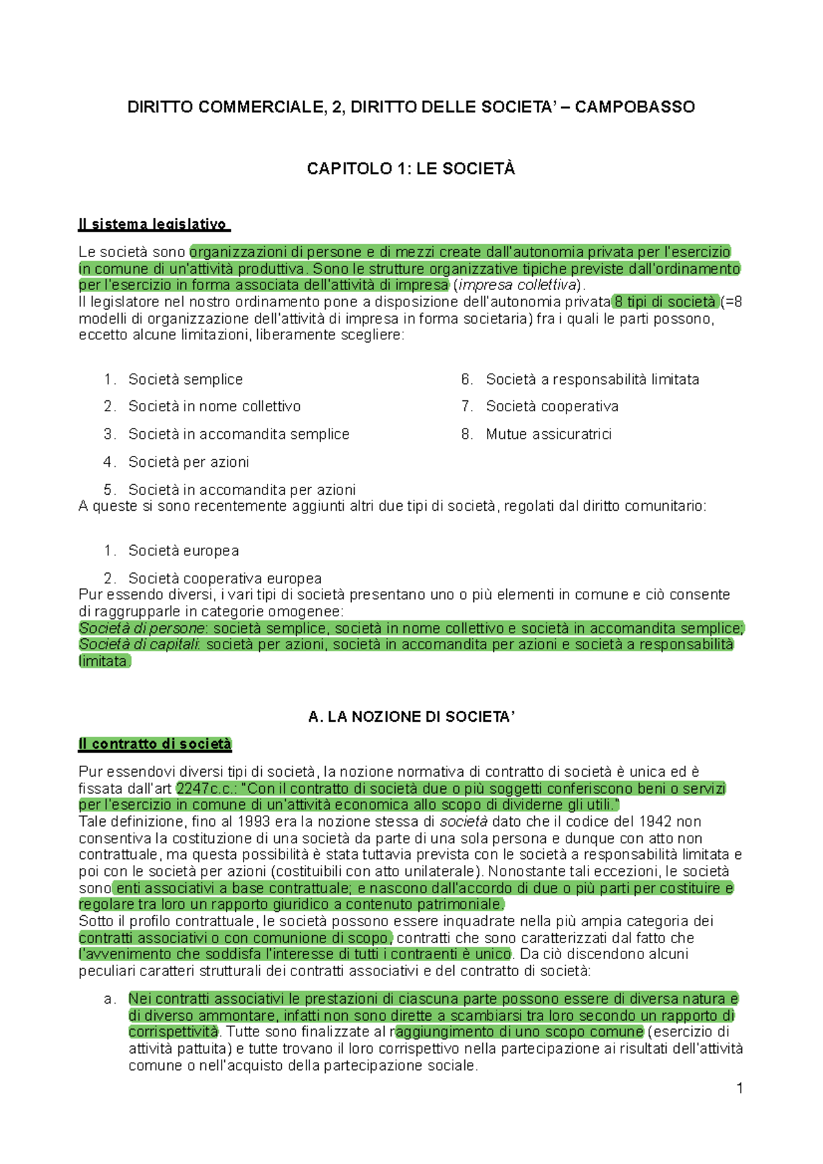 Riassunto Campobasso - Diritto Commerciale. Vol. 2: Diritto Delle ...