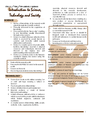 Science Technology and Society - of Units : 3 units Course Description ...