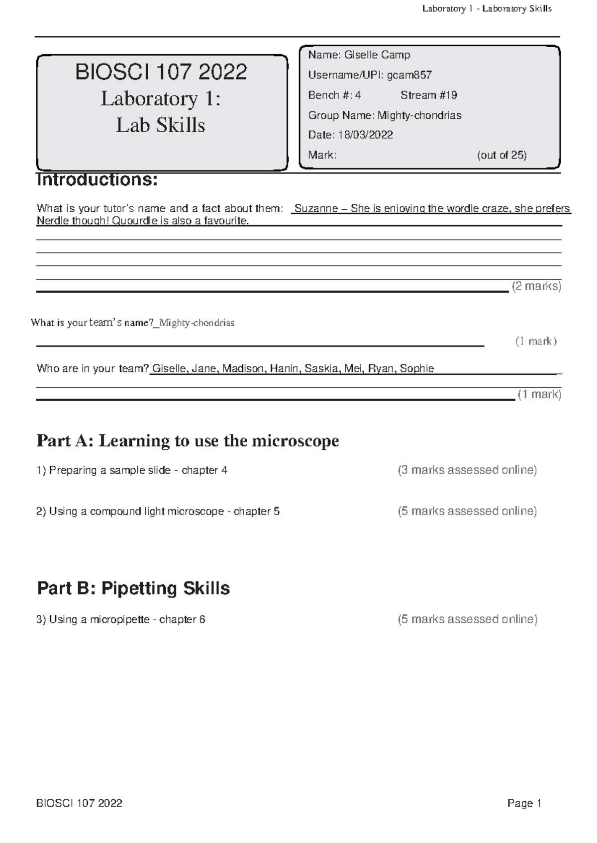 Lab 1 Lab Skills Assignment 2022 Online Laboratory 1 Laboratory