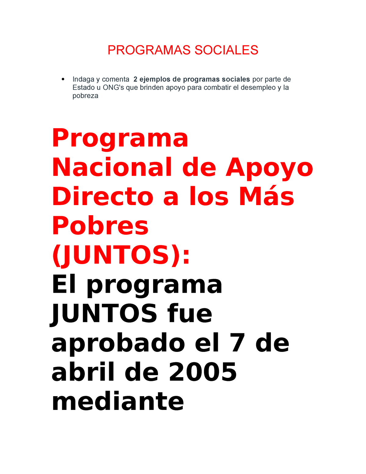 Programas Sociales - PROGRAMAS SOCIALES Indaga Y ComentaEstado U ONG's ...