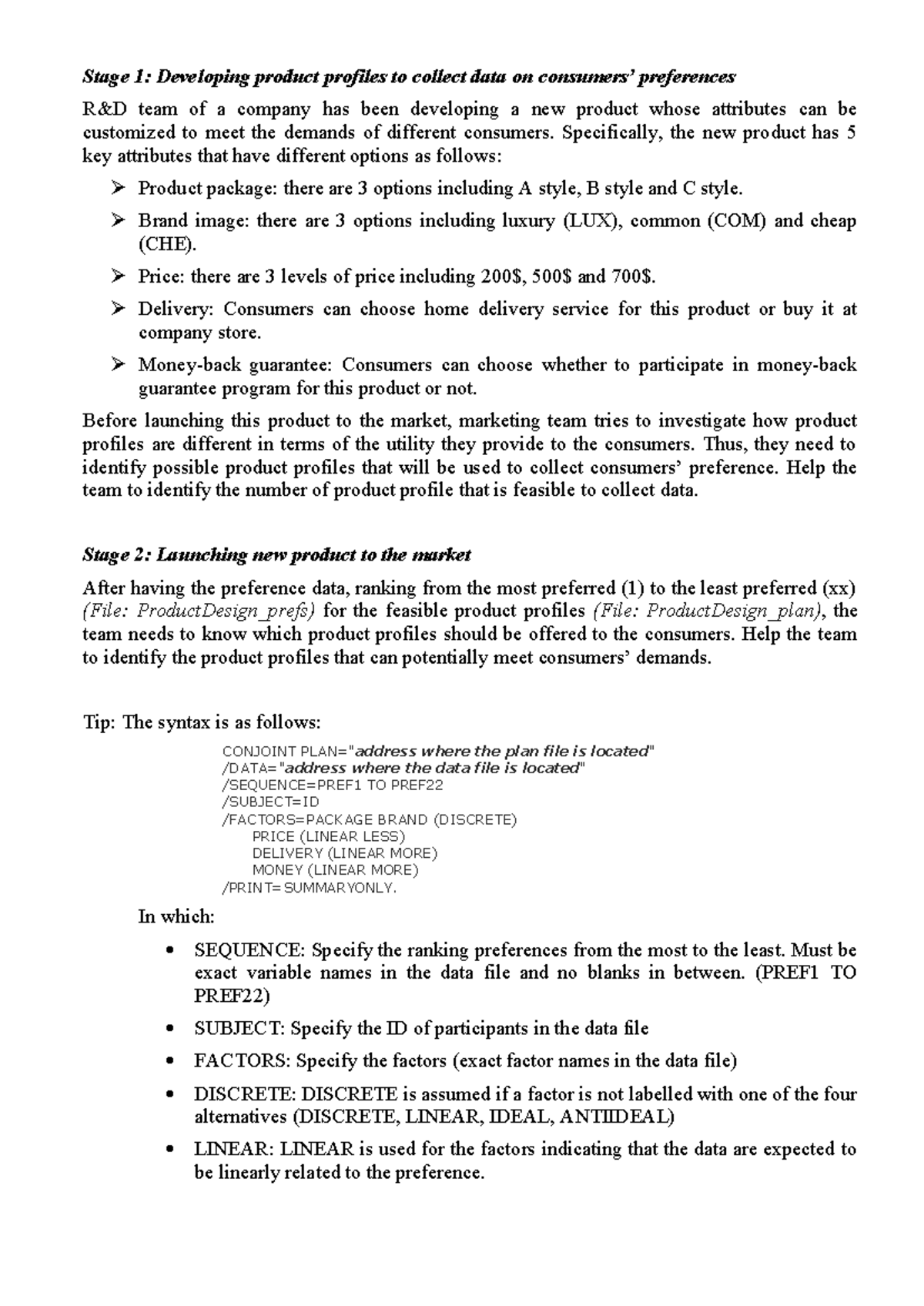 Stages and Questions - Stage 1: Developing product profiles to collect ...