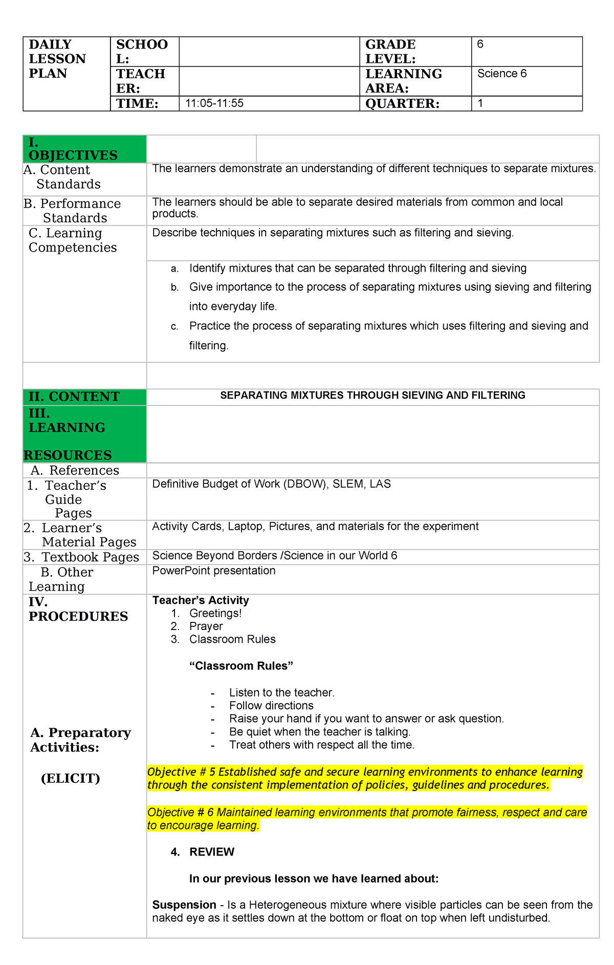 Daily Lesson PLAN CO Q1 - DLL - DAILY LESSON PLAN SCHOO L: GRADE LEVEL ...