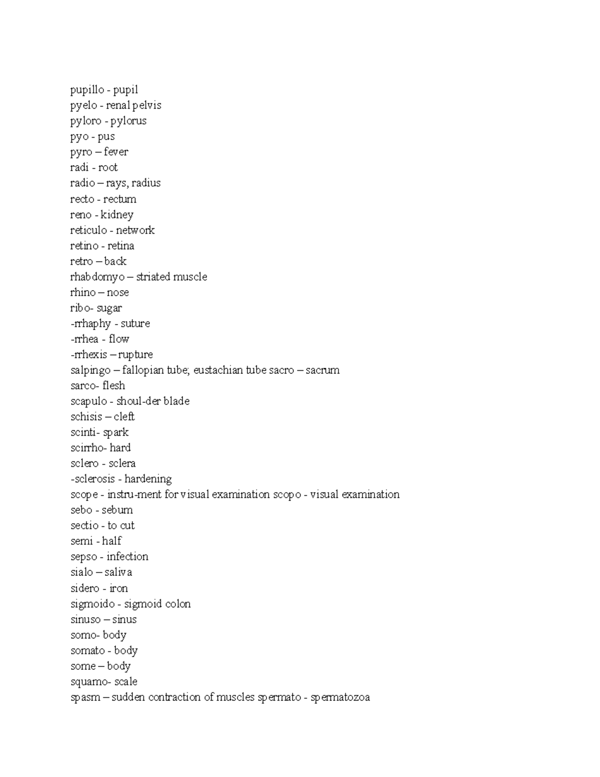 Medical key words 5 - pupillo - pupil pyelo - renal pelvis pyloro ...