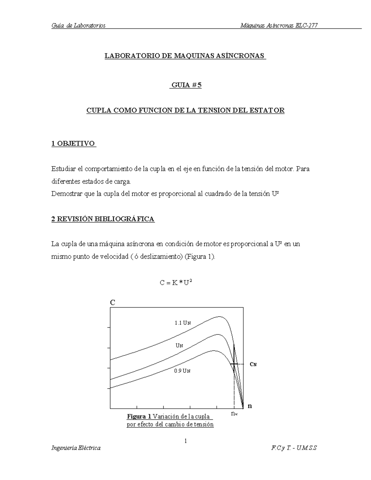 GUIA 4 Cupla COMO Funcion DE LA Tension DEL Estator - 1 LABORATORIO DE ...