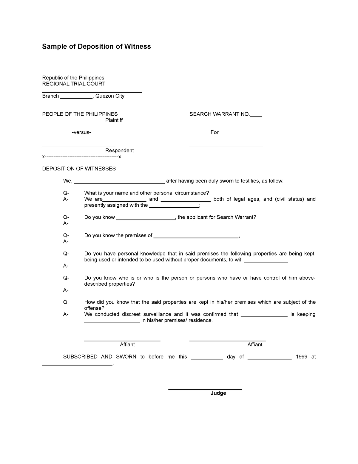 sample-of-deposition-of-witness-sample-of-deposition-of-witness