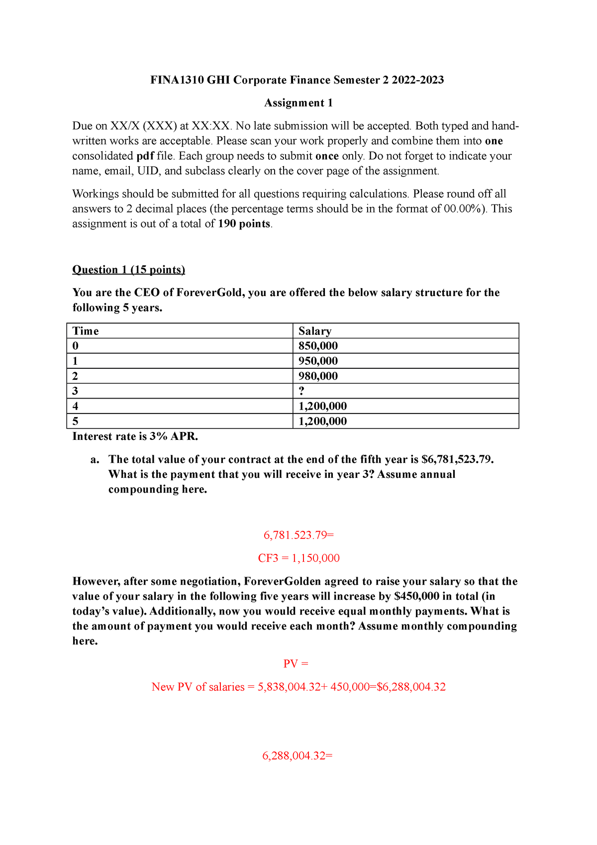 assignment corporate finance