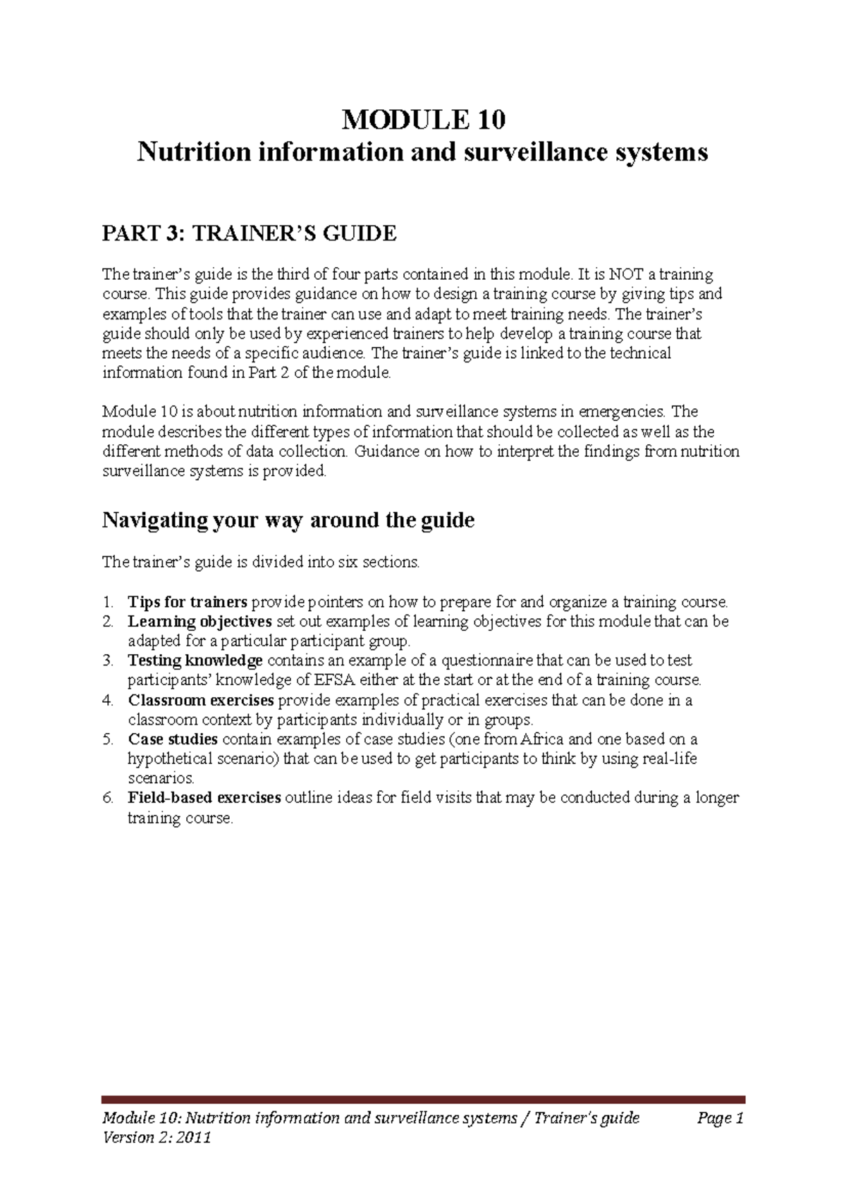 HTP v2 module 10 trainers guide - MODULE 10 Nutrition information and ...