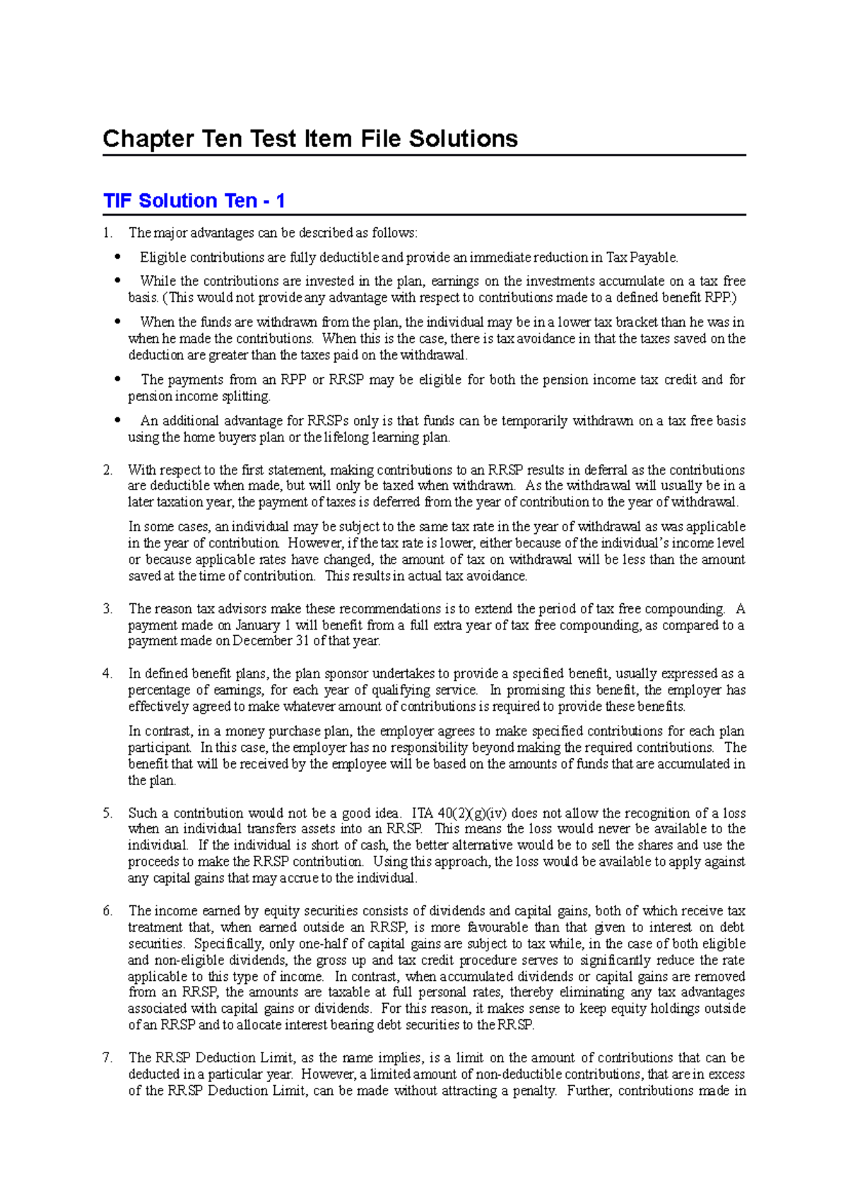 Chapter Ten 1-2 - Chapter Ten Test Item File Solutions TIF Solution Ten ...