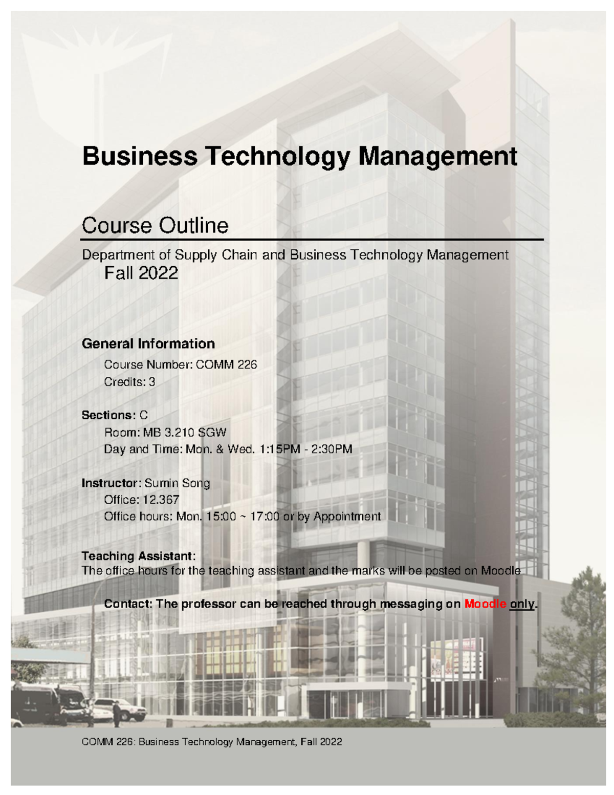 COMM 226 Course Outline - Business Technology Management Course Outline ...