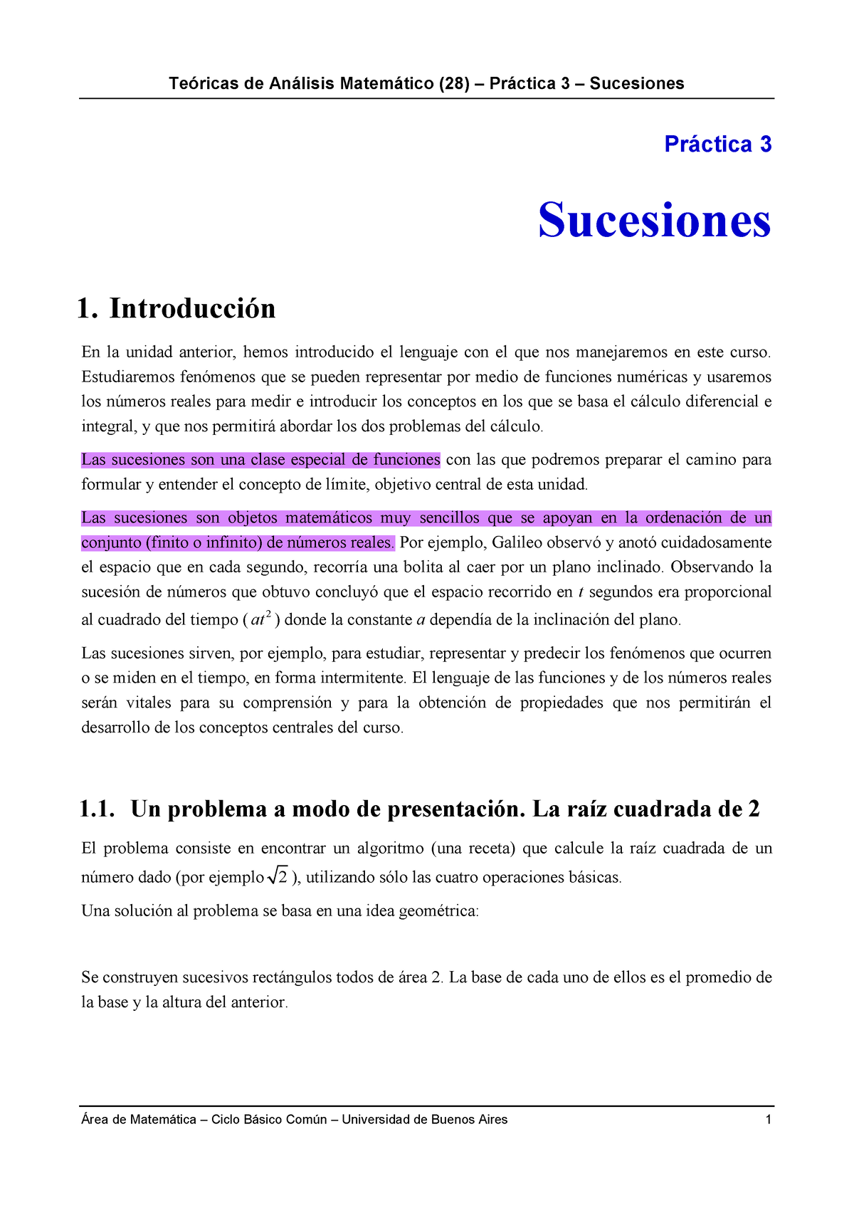 3 Sucesiones - Material De Lectura Teórico Para Análisis Matemático 66 ...