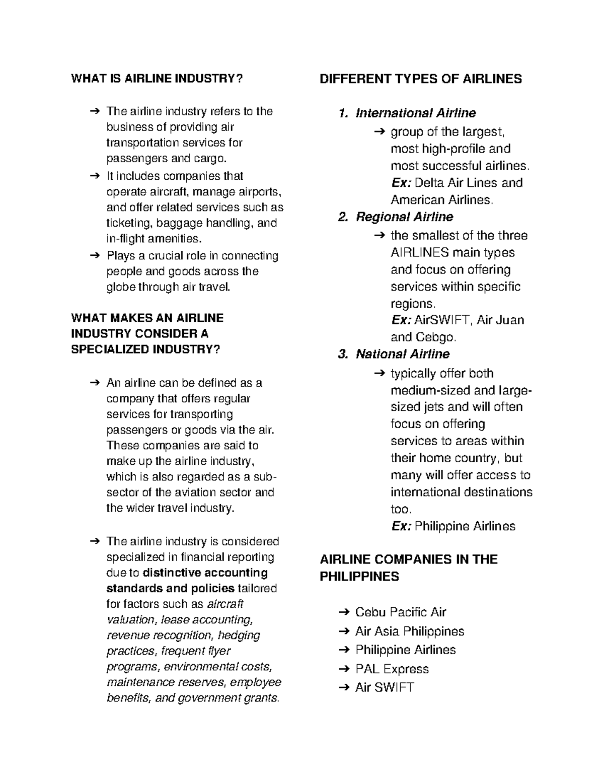 Airline-Industry-Reviewer - WHAT IS AIRLINE INDUSTRY? The airline ...