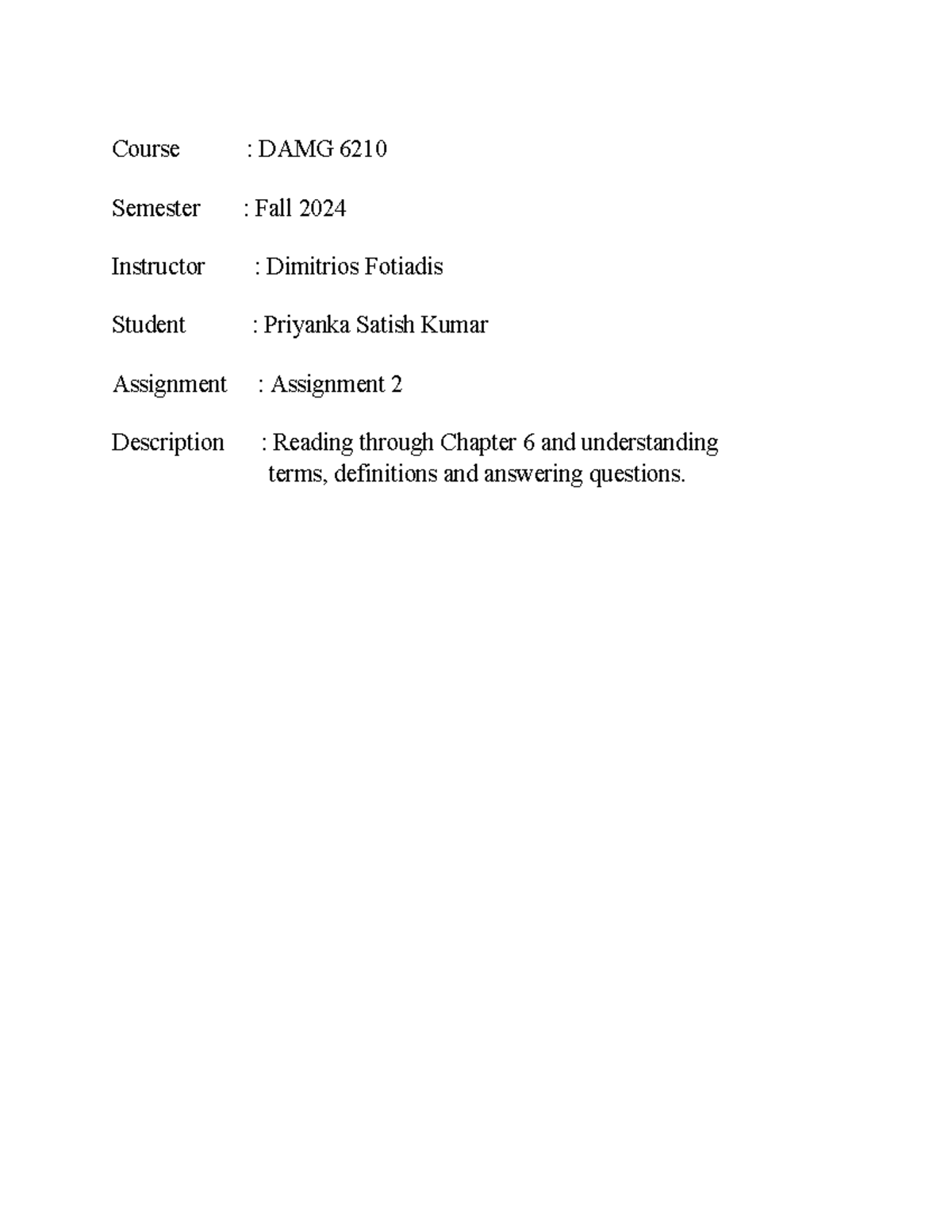 DAMG - Assignment 2 - Priyanka Satish Kumar - Course : DAMG 6210 ...