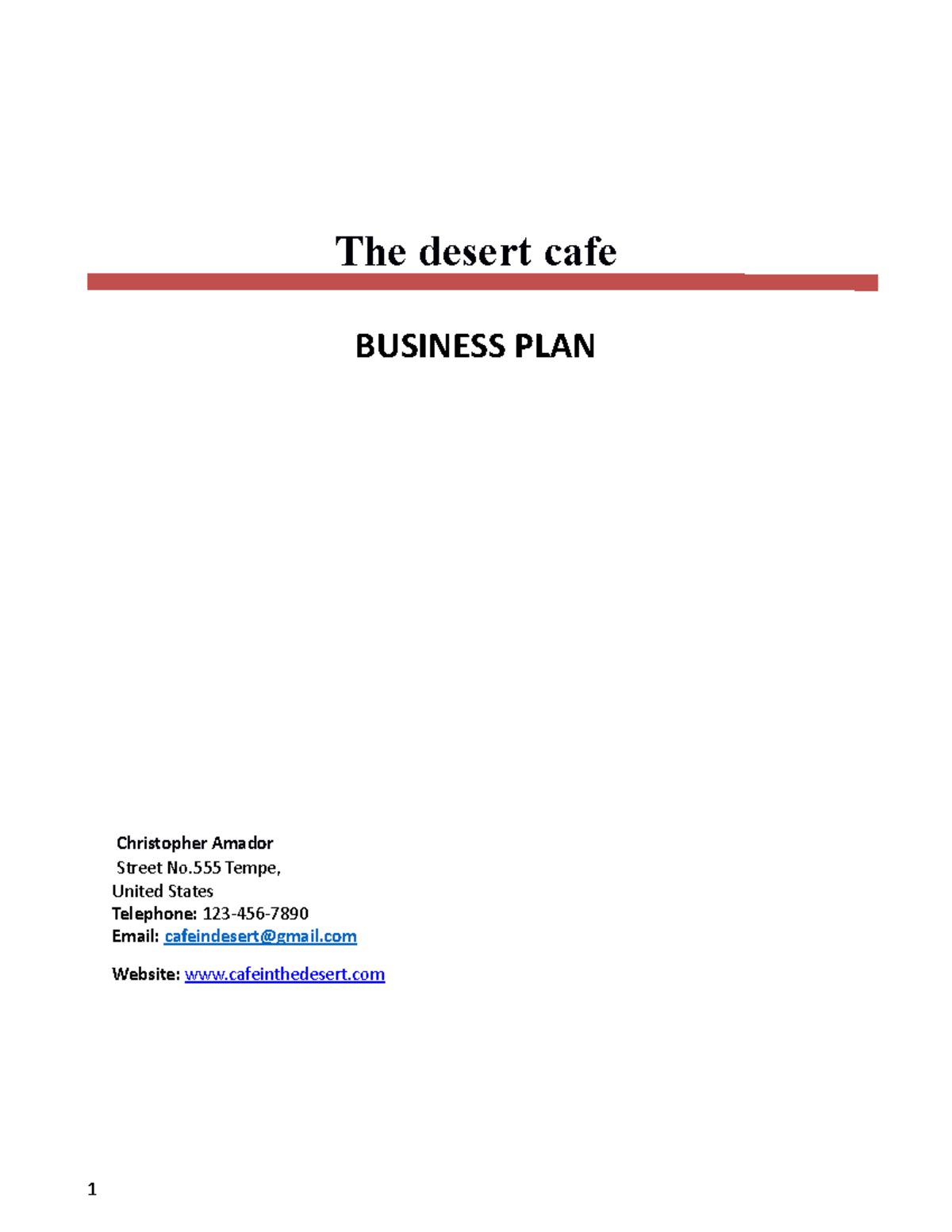 business plan for dessert cafe