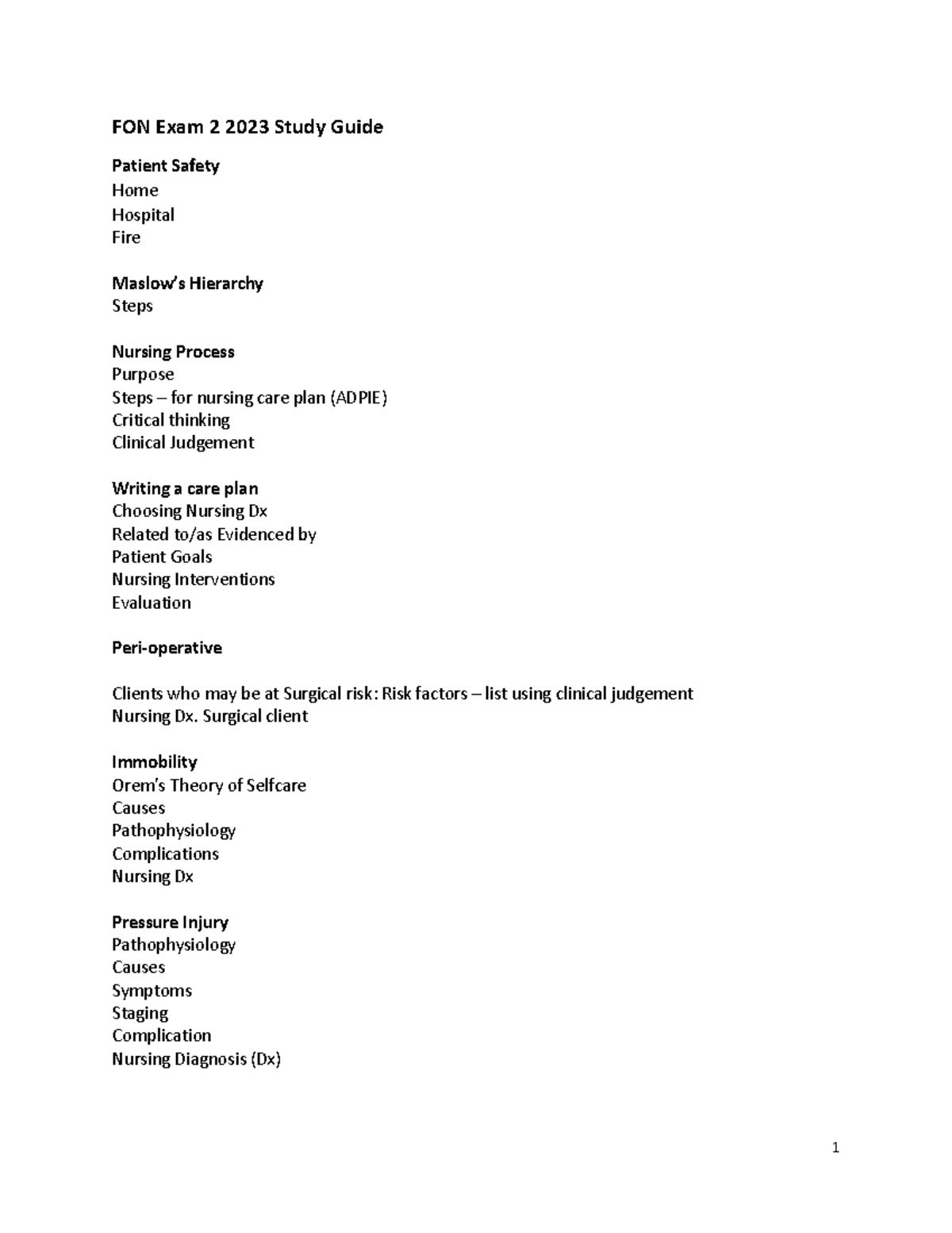 FON+Exam+2+2023+Study+Guide - FON Exam 2 2023 Study Guide Patient ...