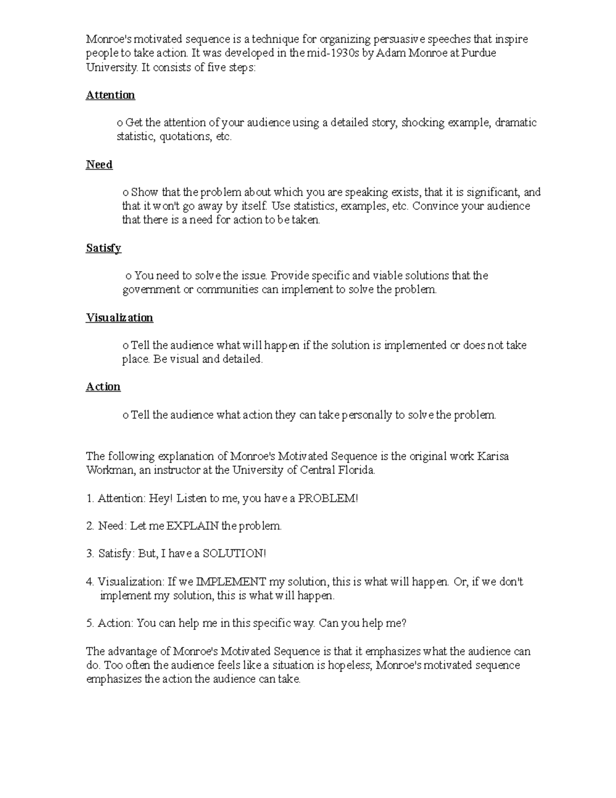 Monroe Sequence(1) - practice materials - Monroe's motivated sequence ...