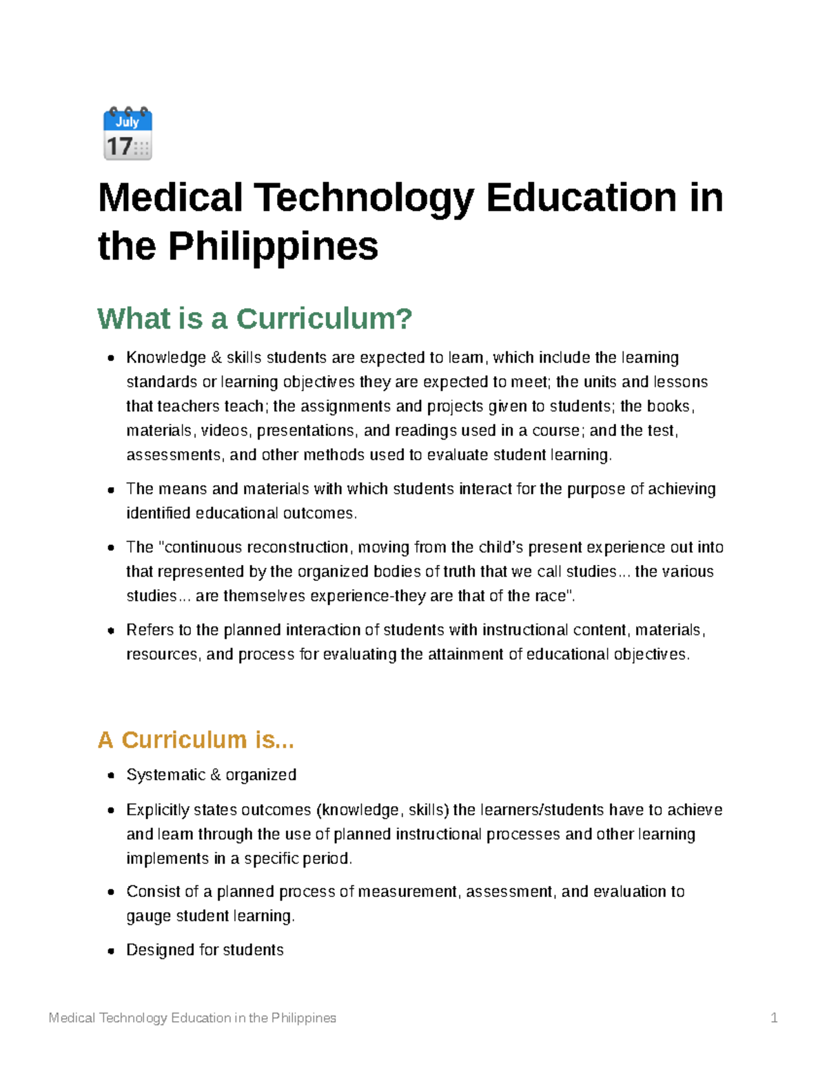 Medical Technology Education in the Philippines Medical Laboratory