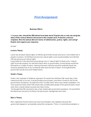 CHapter 1 notes - CHAPTER ONE Ethics and Business Overview Introduction ...