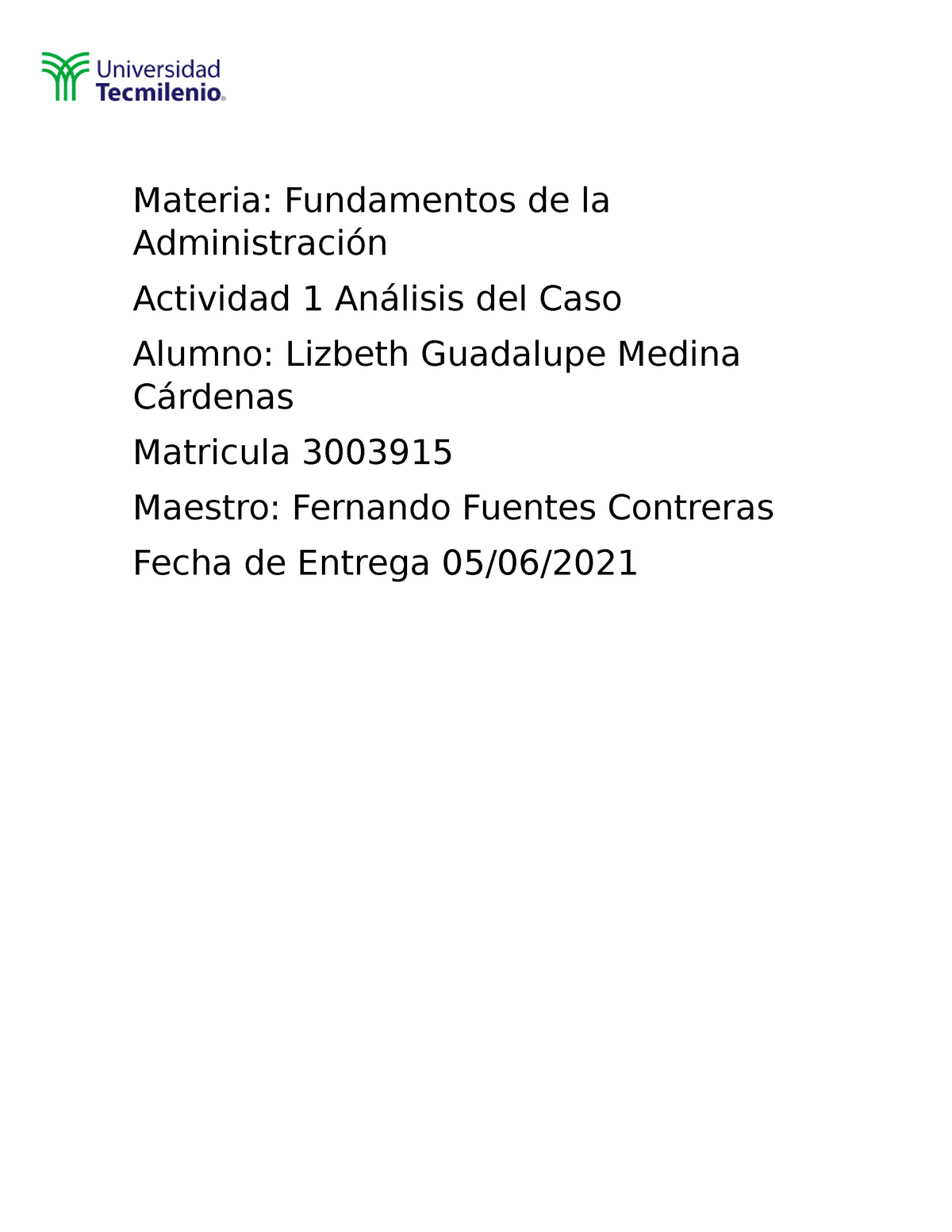 Actividad 1 - Materia: Fundamentos De La Administración Actividad 1 ...